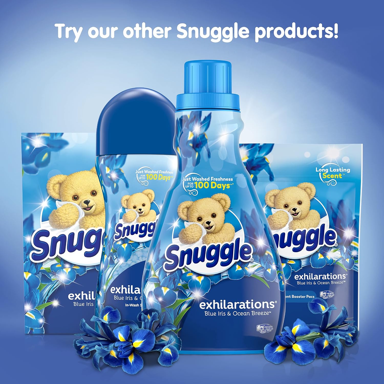 Snuggle Fabric Softener Dryer Sheets, Blue Iris & Ocean Breeze, 70 Count