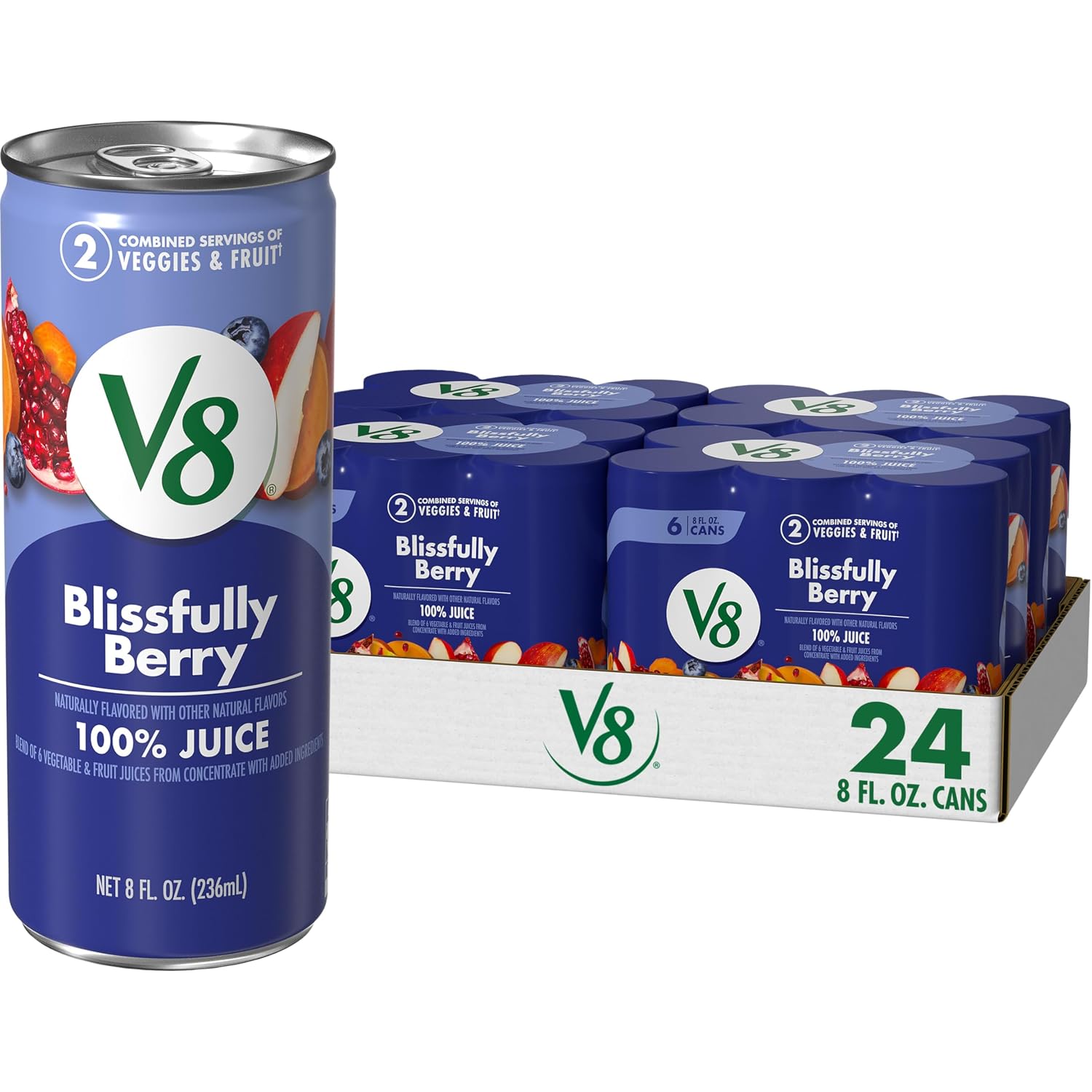 V8 Blends 100% Juice Pomegranate Blueberry Juice, Fruit and Vegetable Juice Blend, 46 Fl Oz Bottle