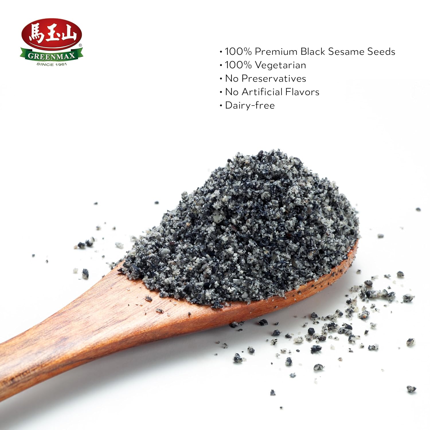 GREENMAX Black Sesame Powder 10.6oz (300g) | Premium Roasted Black Sesame Drink Mix | Vegan, No Preservatives, Nutrient-Rich Superfood from Taiwan