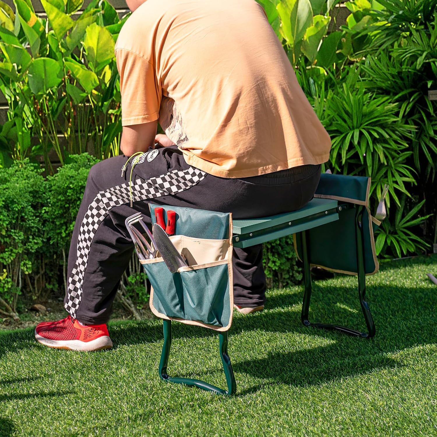 Goplus Garden Kneeler and Seat, Foldable Garden Bench for Kneeling & Sitting, Widened 8" EVA Soft Foam Pad