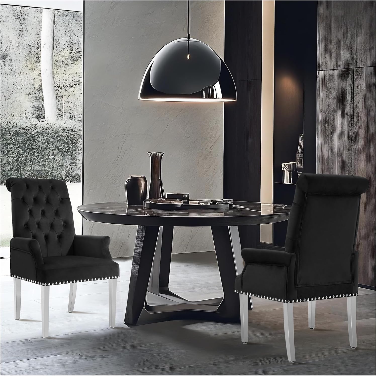 adochr Dining Chairs with Arms,Linen High Back Dining Room Chairs, Beige