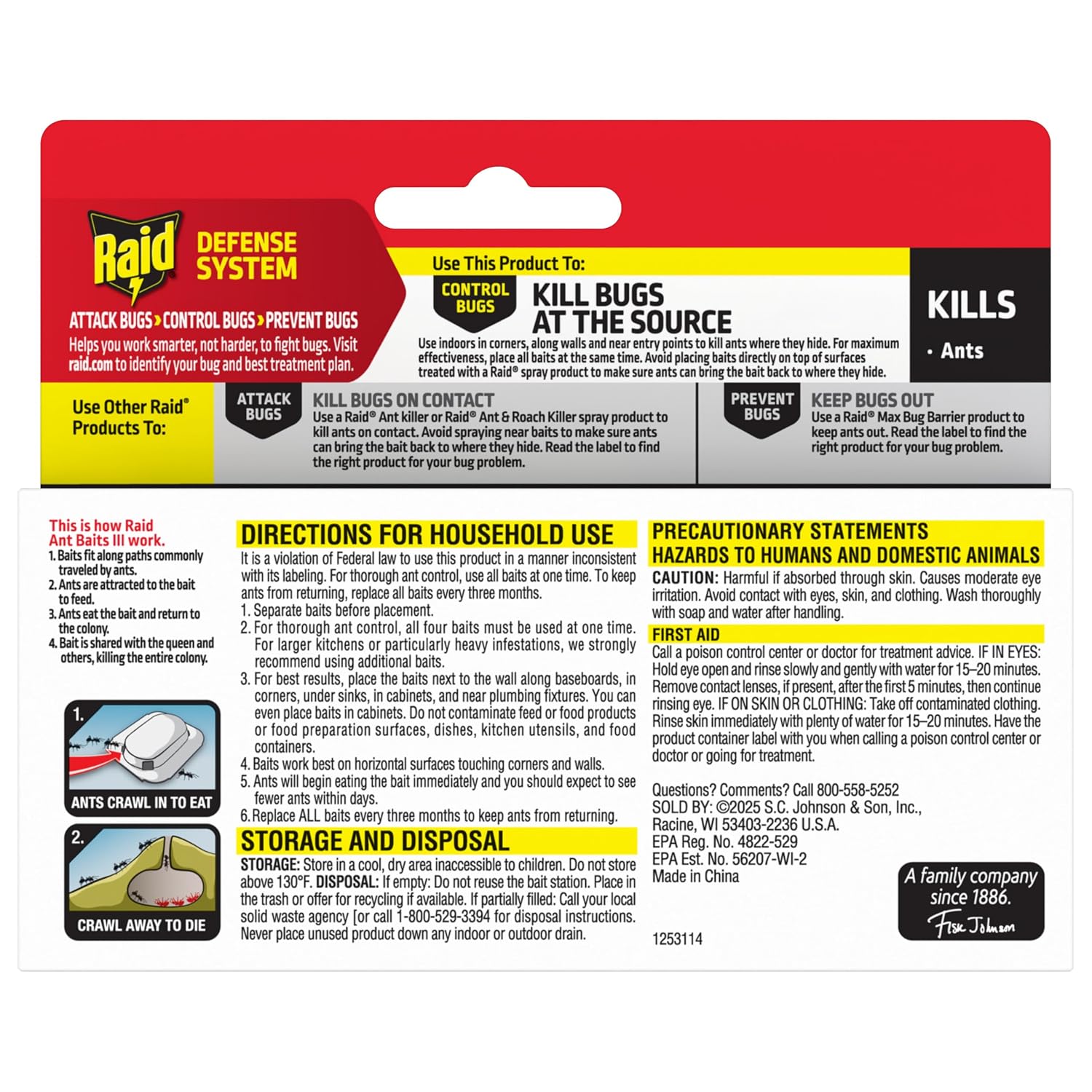 Raid Ant Killer Baits, Child Resistant Bug Killer for Indoor Home Use, 0.24 Oz, 8 Count