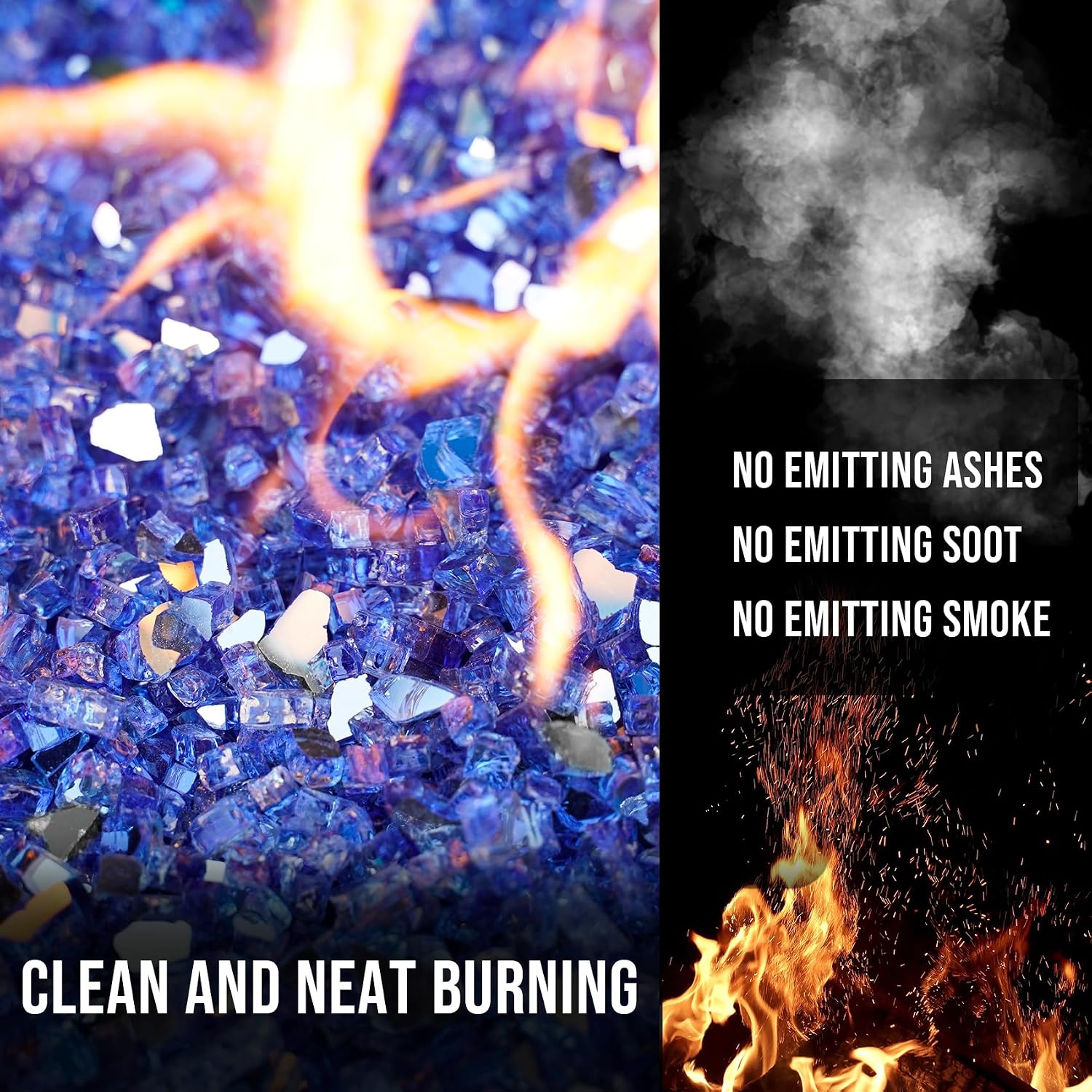 Skyflame Aqua Blue Fire Pit Glass for Propane Gas Fireplace, 10LB