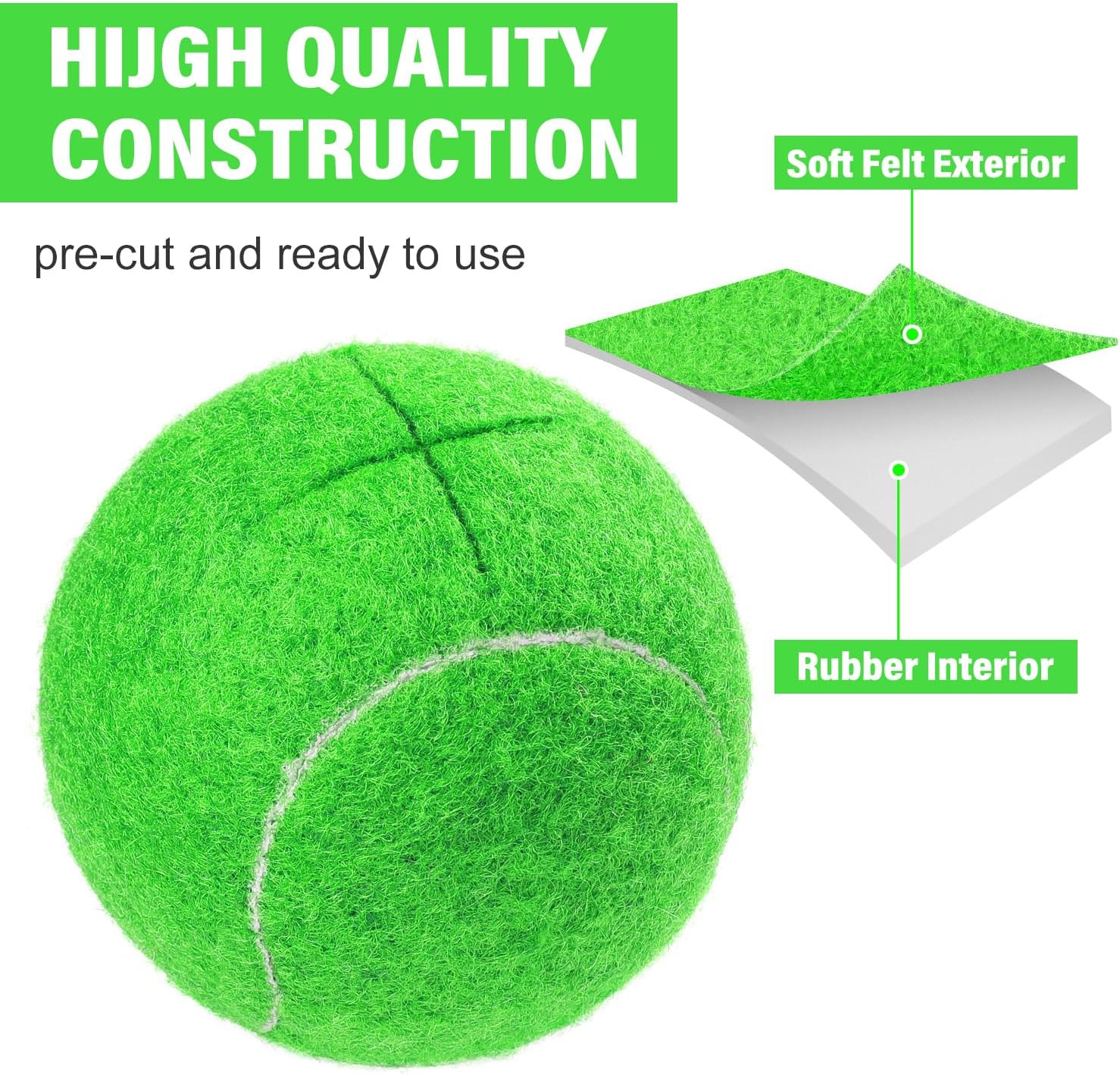 URBEST Walker Tennis Balls 4pcs Precut Heavy Duty Tennis Balls for Walkers