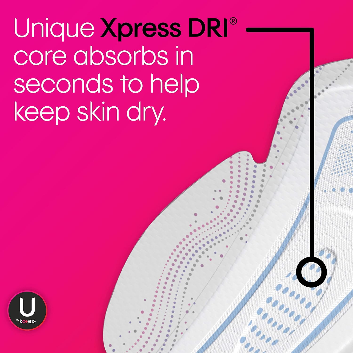 U by Kotex CleanWear Ultra Thin Feminine Pads with Wings, Regular, Fragrance-Free, 50 Count