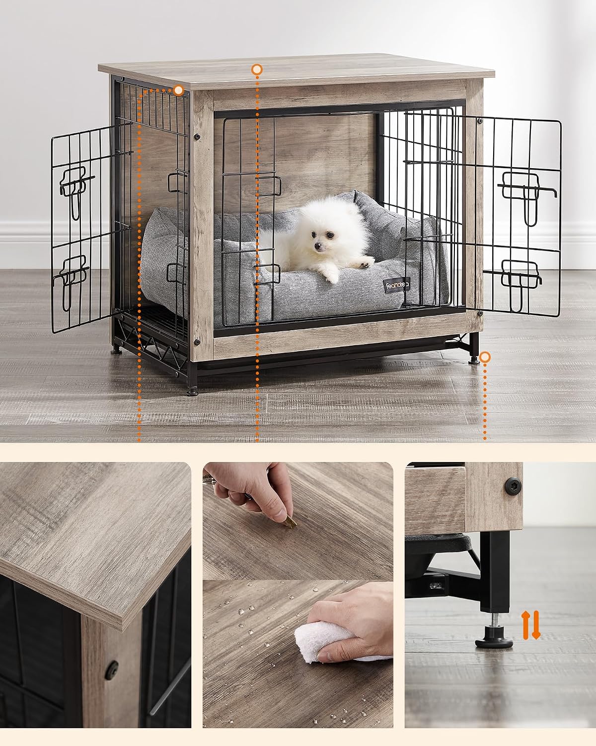 Feandrea 27.2" Dog Crate Furniture, Indoor Dog Kennel Side End Table
