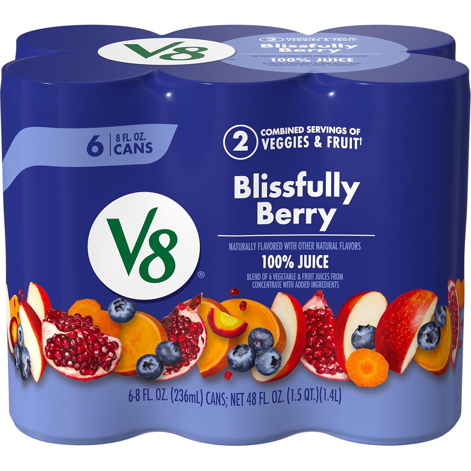 V8 Blends 100% Juice Pomegranate Blueberry Juice, Fruit and Vegetable Juice Blend, 46 Fl Oz Bottle