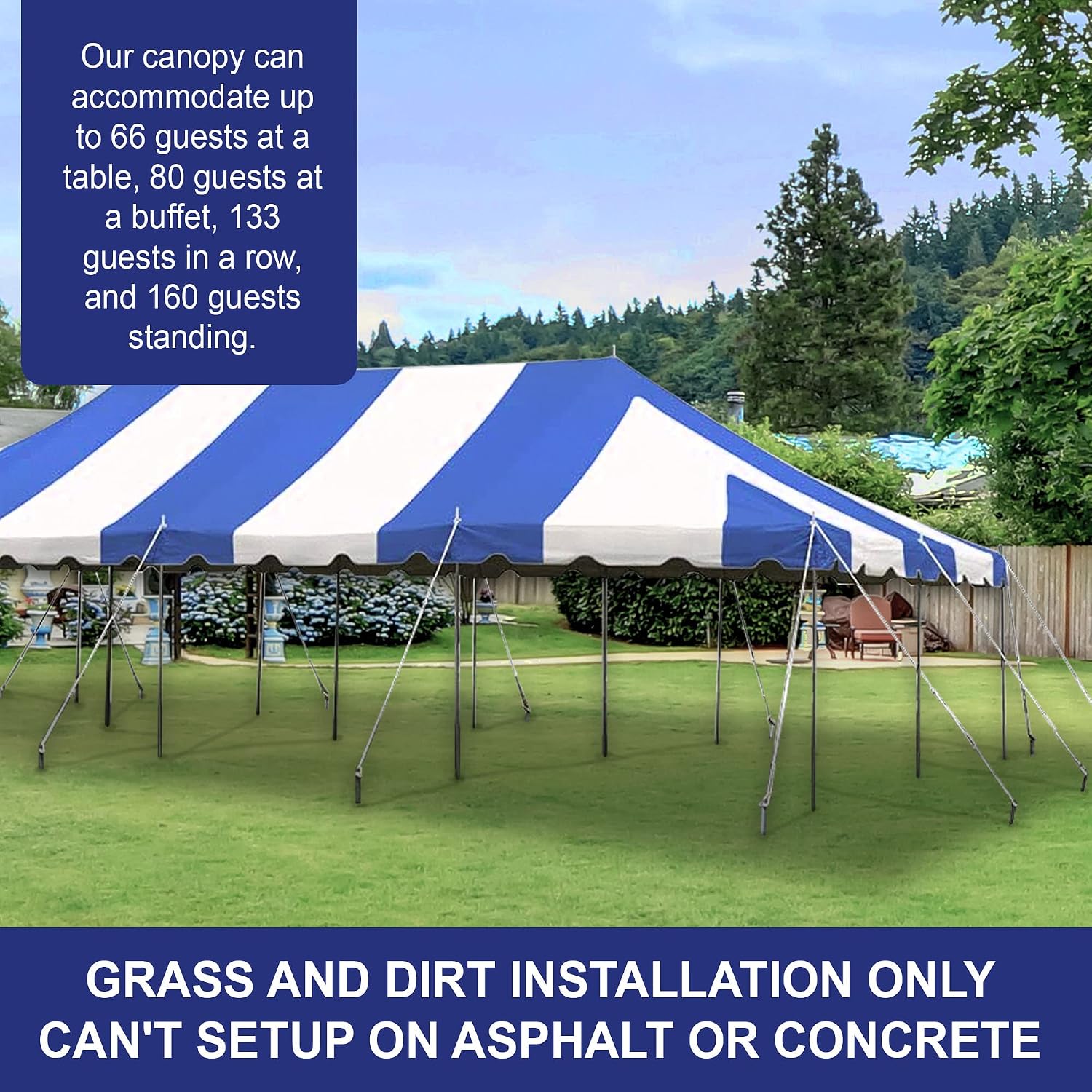 20’ x 20’ Weekender Canopy Pole Tent, Indoor and Outdoor Heavy Duty Easy Up, 80 Person Capacity Tent for Parties, Weddings, and Events, Commercial and Residential Use, PVC White Top | Easy Up Weekender Canopy Tent With 80 Person Capacity - Outdoor Canopi…