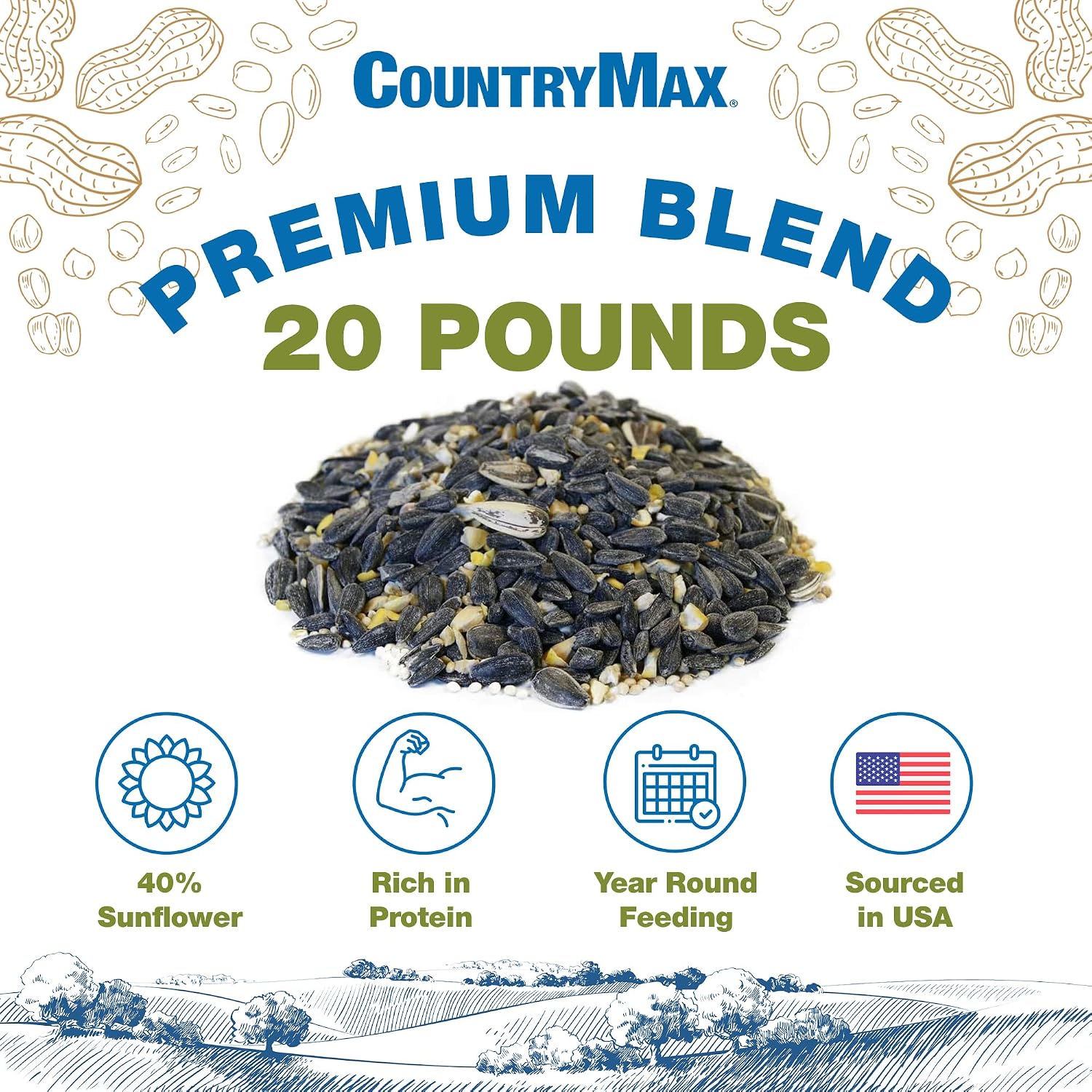 Backyard Seeds Woodpecker No-Waste Bird Seed Mix 5lbs - Premium Shelled Peanuts & Sunflower Chips, Small Bag of Wild Bird Food