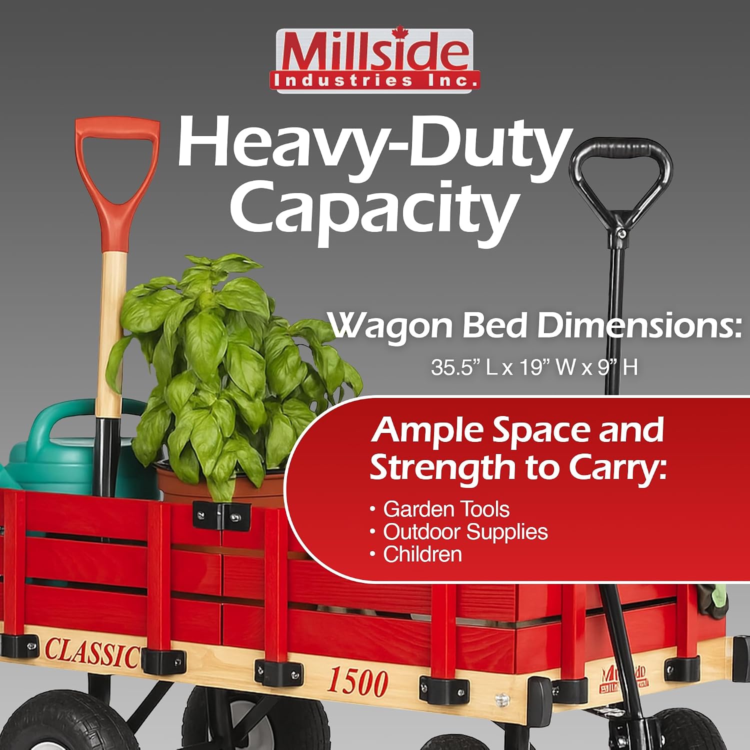 Millside Industries Classic Wood Wagon with Red Removable Wooden Racks