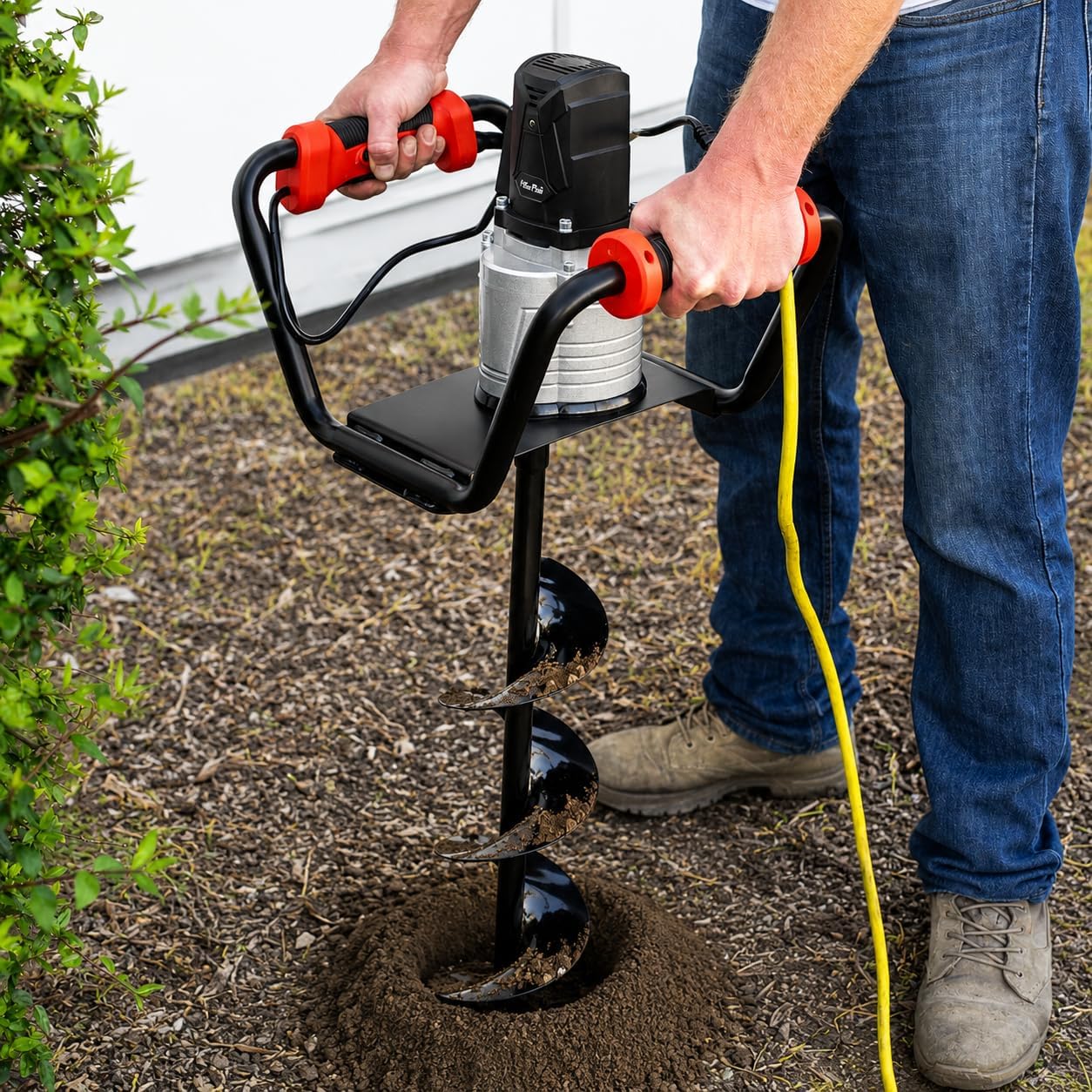 XtremepowerUS 1500W Electric Post Hole Digger Earth Auger Dig Hole Fence Post Hole Digging, Tree Planting with 6" Digging Auger Bit Set, 3/4" Shaft