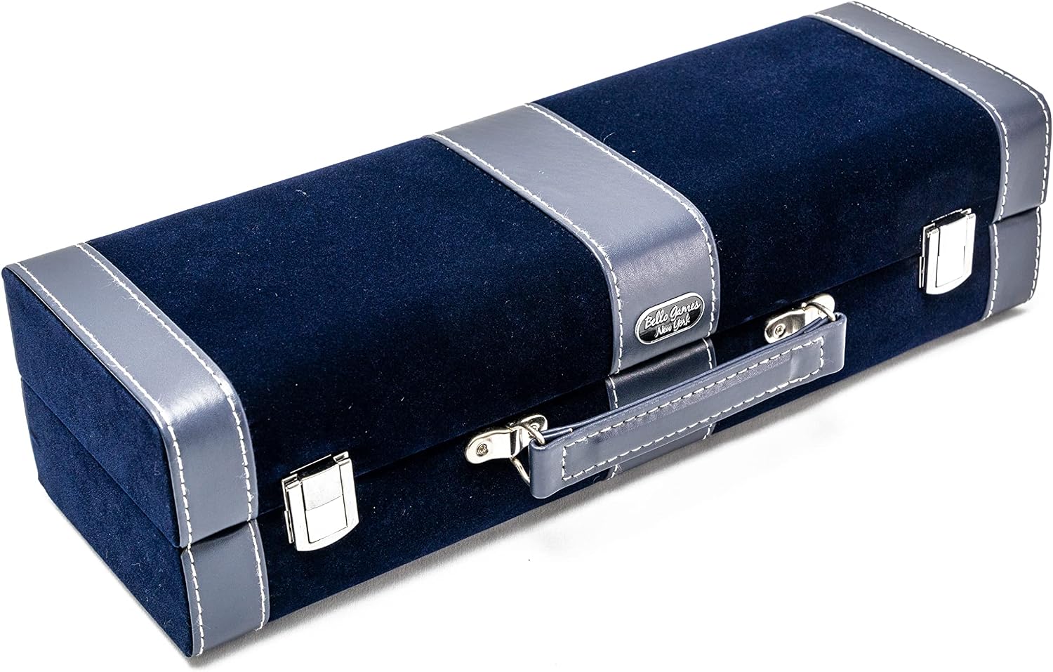 Bello Games New York, Inc. Spring Street Deluxe Designer Rummy Game Set with Wooden Racks and Large Size Engraved Numbers in a Blue Velour Case