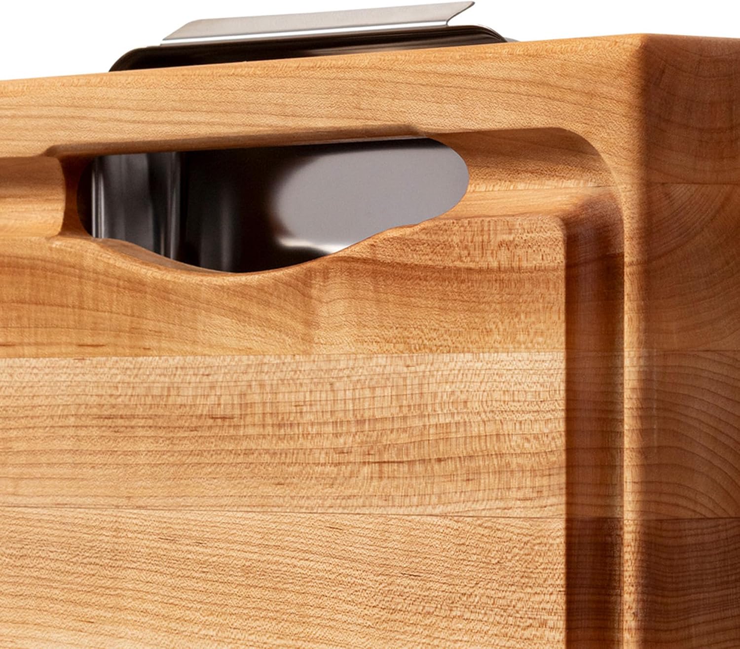 John Boos Newton Prep Master Series Rectangular Wooden Maple Cutting Board 15”x14” – 2.25” Thick, 14-lb Reversible Butcher Block with Catch Pan, Sloped Juice Groove & Edge-Grain – Made in the USA
