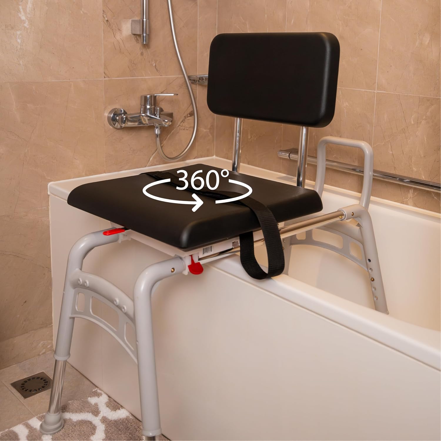 Tub Transfer Bench with Swivel Seat, for Elderly & Disabled, Standard | Eagle Health Supplies Sliding Shower Chair for Inside Shower, FSA/HSA eligible, Height Adjustable, 77662