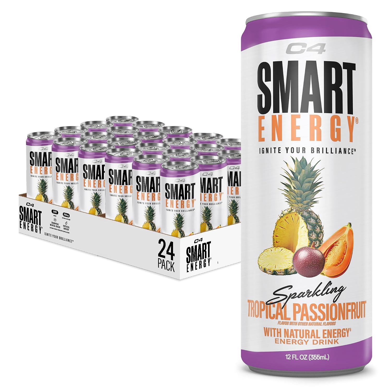 C4 Smart Energy Drink, 200mg Caffeine, 12 Fl Oz 12pk