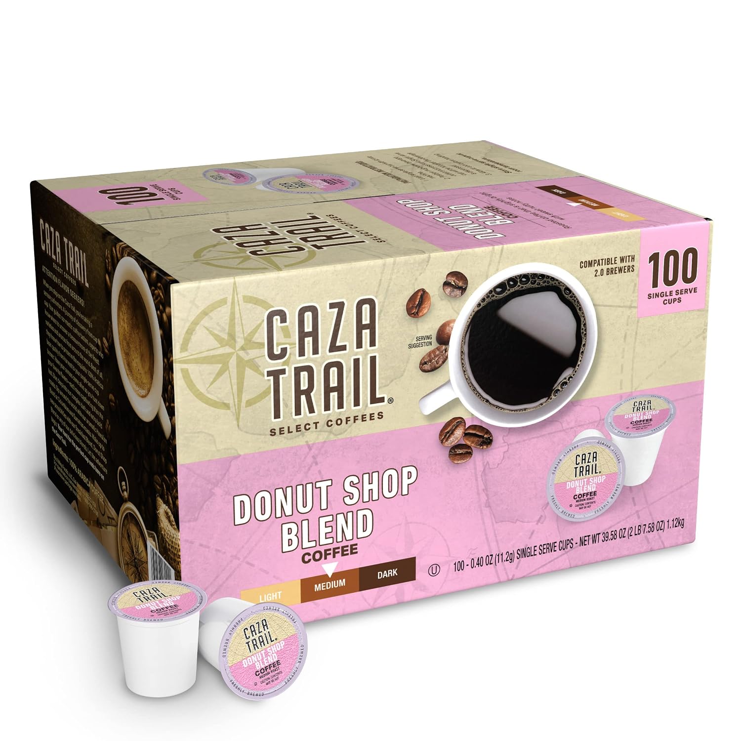 Caza Trail Coffee, Kona Blend, 100 Single Serve Cups