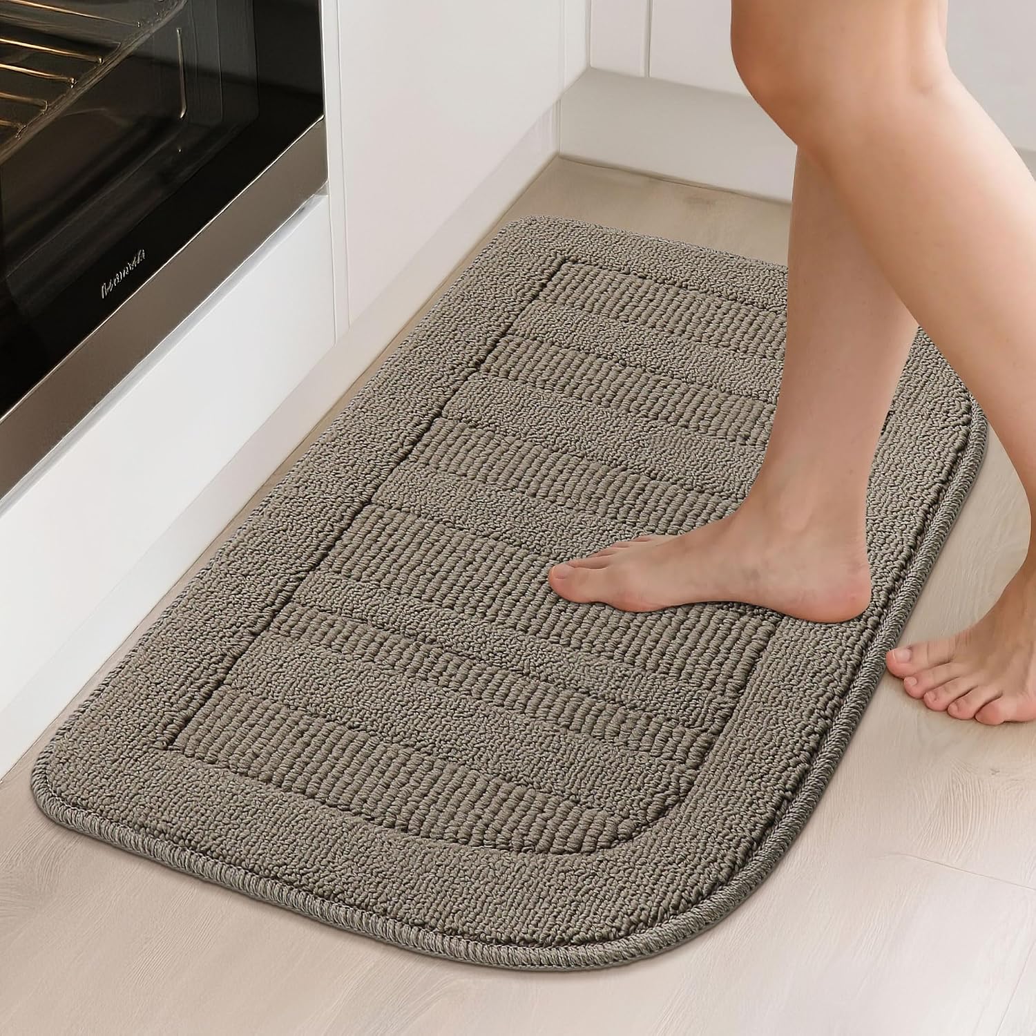 BEQHAUSE 30x18 Inch Kitchen Rugs Non Slip Washable Kitchen Sink Rug, Green