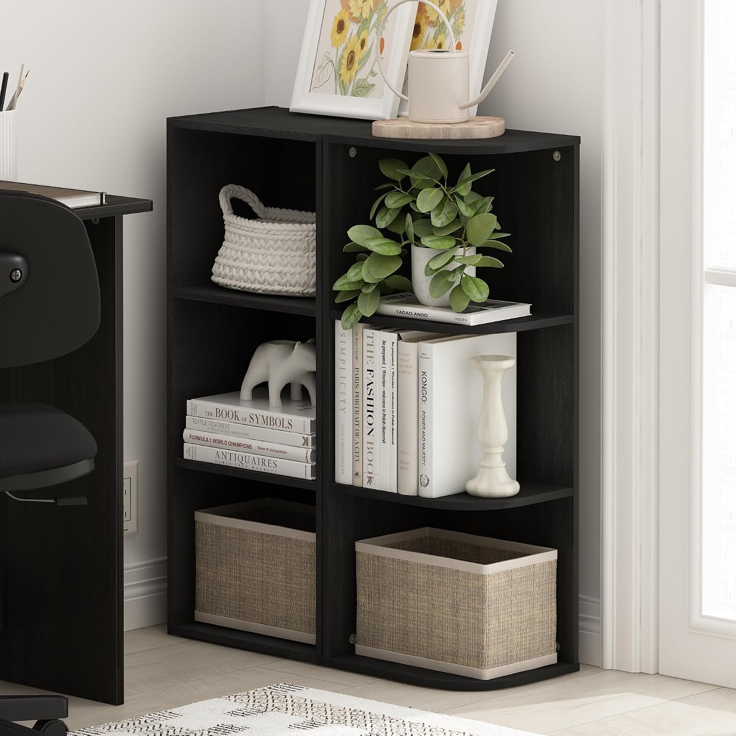 Furinno PASIR Book Shelf, 5-Tier Modern Bookshelf, Open Shelves Bookcase, 9 x 12 x 52, for Living Room, Bedroom, Home Office, Plain White