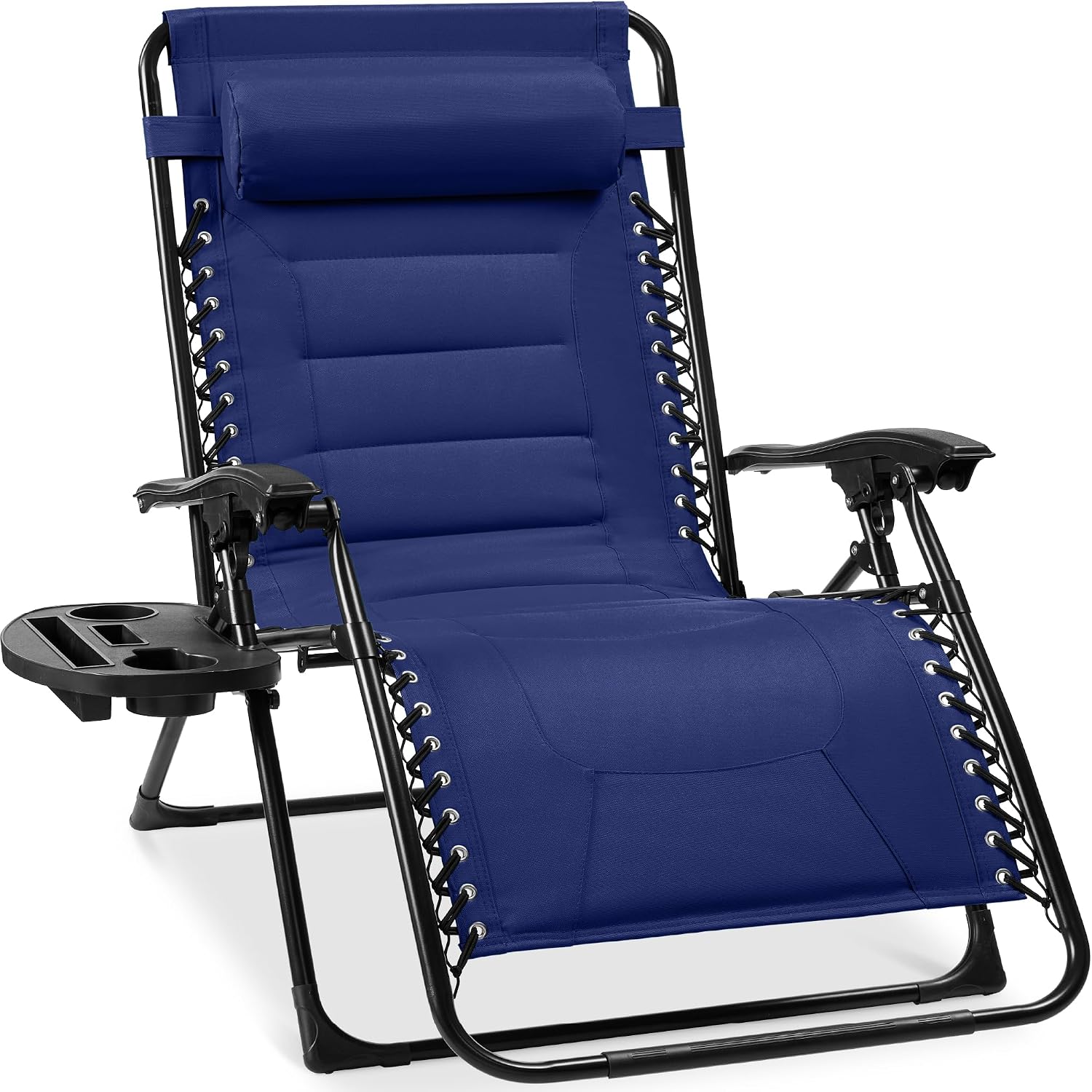 Best Choice Products Oversized Padded Zero Gravity Chair, Folding Outdoor Patio Recliner, XL Anti Gravity Lounger for Backyard w/Headrest, Cup Holder