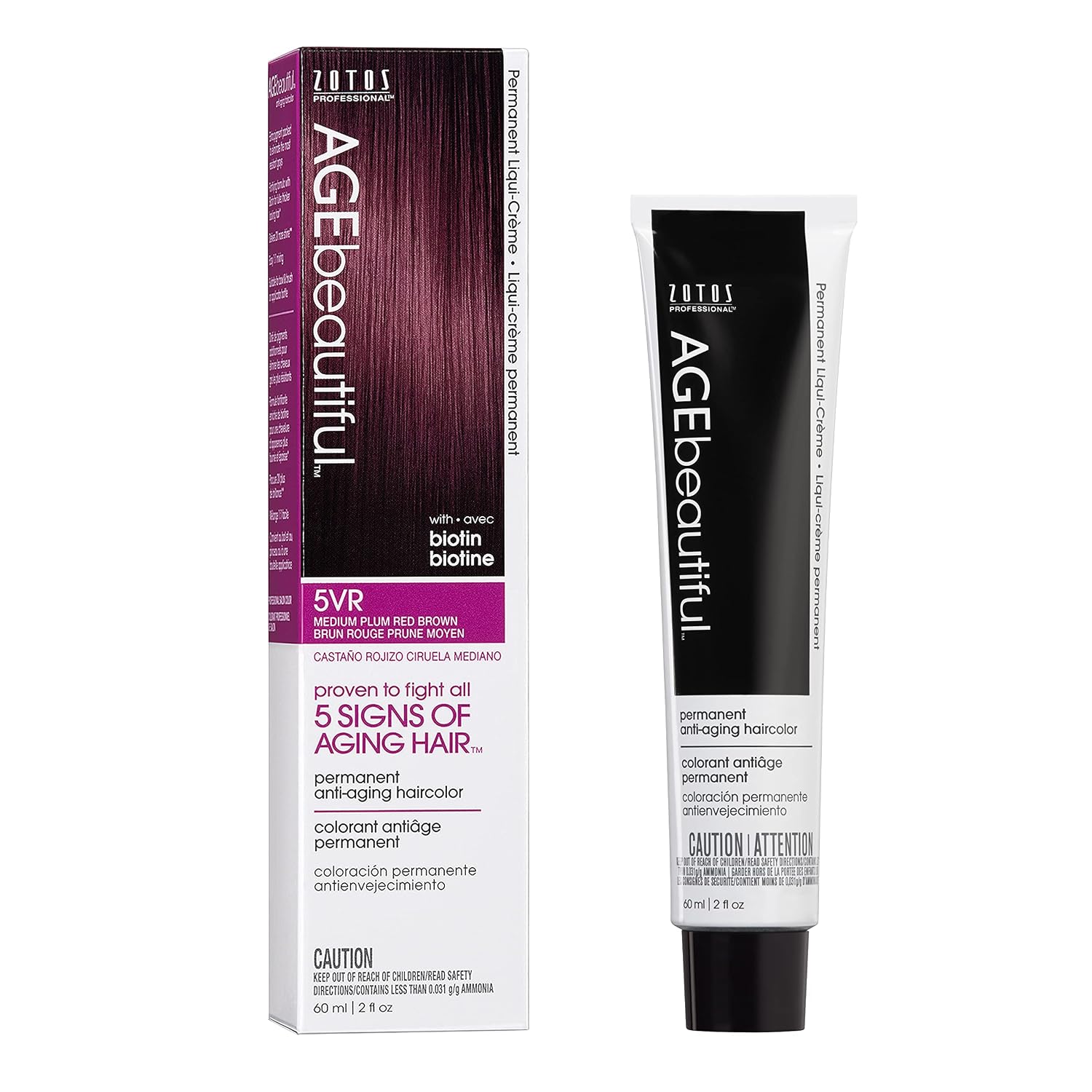 AGE beautiful Permanent Hair Color Cream, 100% Gray Coverage Hair Dye with Biotin Anti-Aging Formula for Fuller, Thicker Hair, Professional Salon Quality