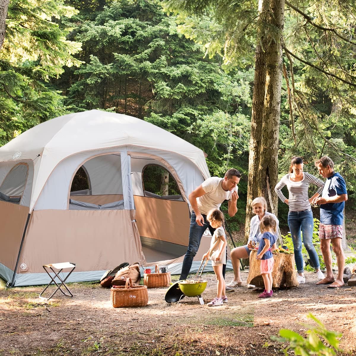 UNP 6 Person Tents for Camping Waterproof Family Cabin Tent with Rainfly