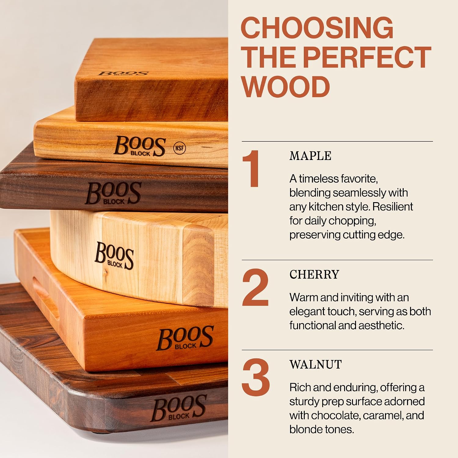 John Boos CCB Series Square Wooden Maple Cutting Board 12”x12” – 3” Thick, 13-lb Reversible Butcher Block with End-Grain & Finger Grips – Made in the USA