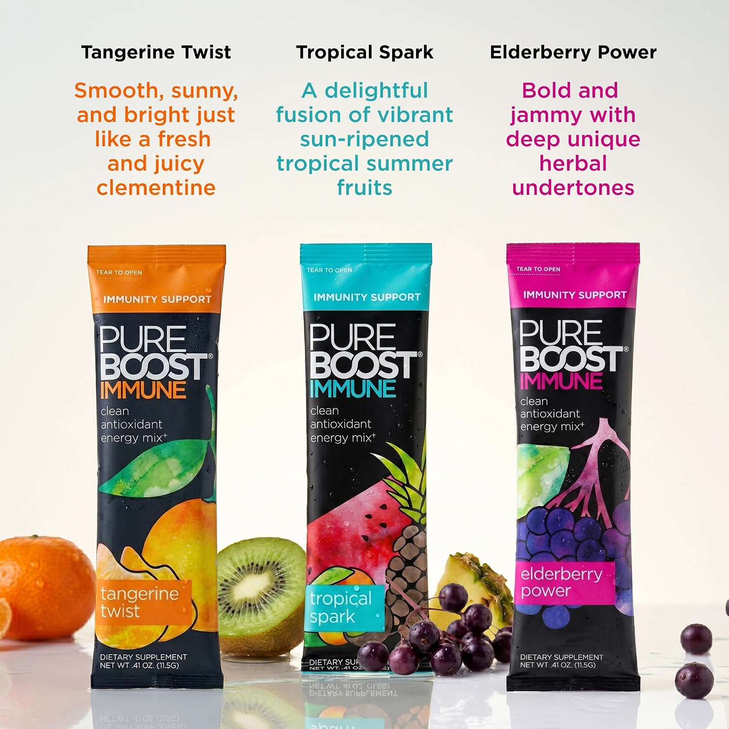 Pureboost Sugar-Free Immune Clean Energy Booster Drink Mix, Combo Pack 30ct