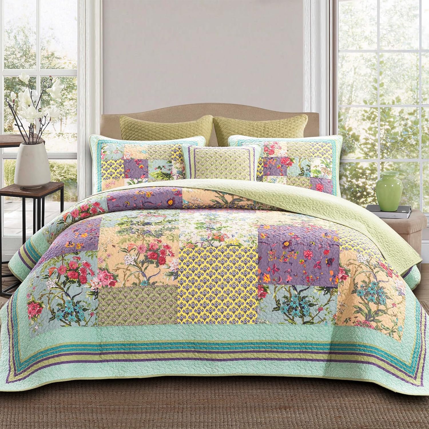 YAYIDAY Quilts Queen Size Patchwork Bedspread Set