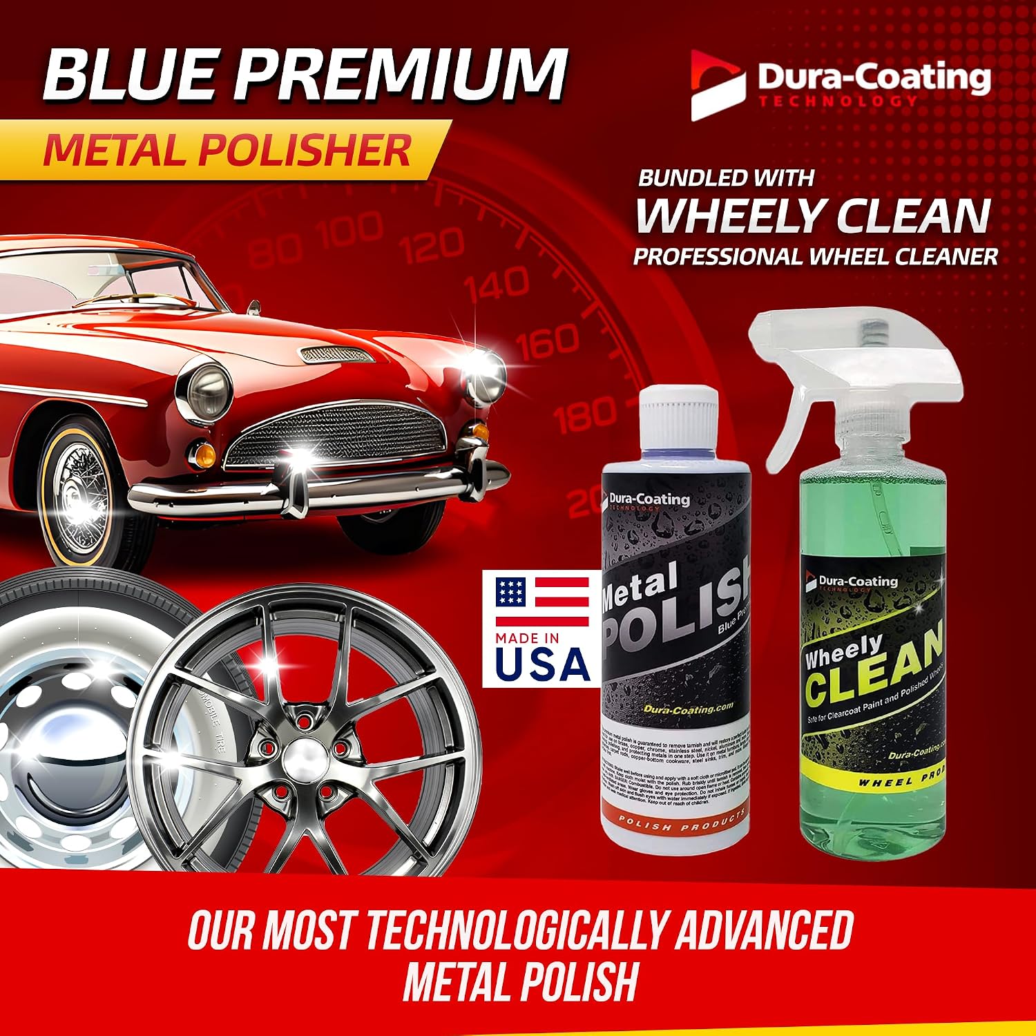 DURA-COATING TECHNOLOGY, Blue Premium Metal Polish - Perfect Brightener and Scratch Remover for Aluminum Wheels, Diamond Plate, Stainless Steel
