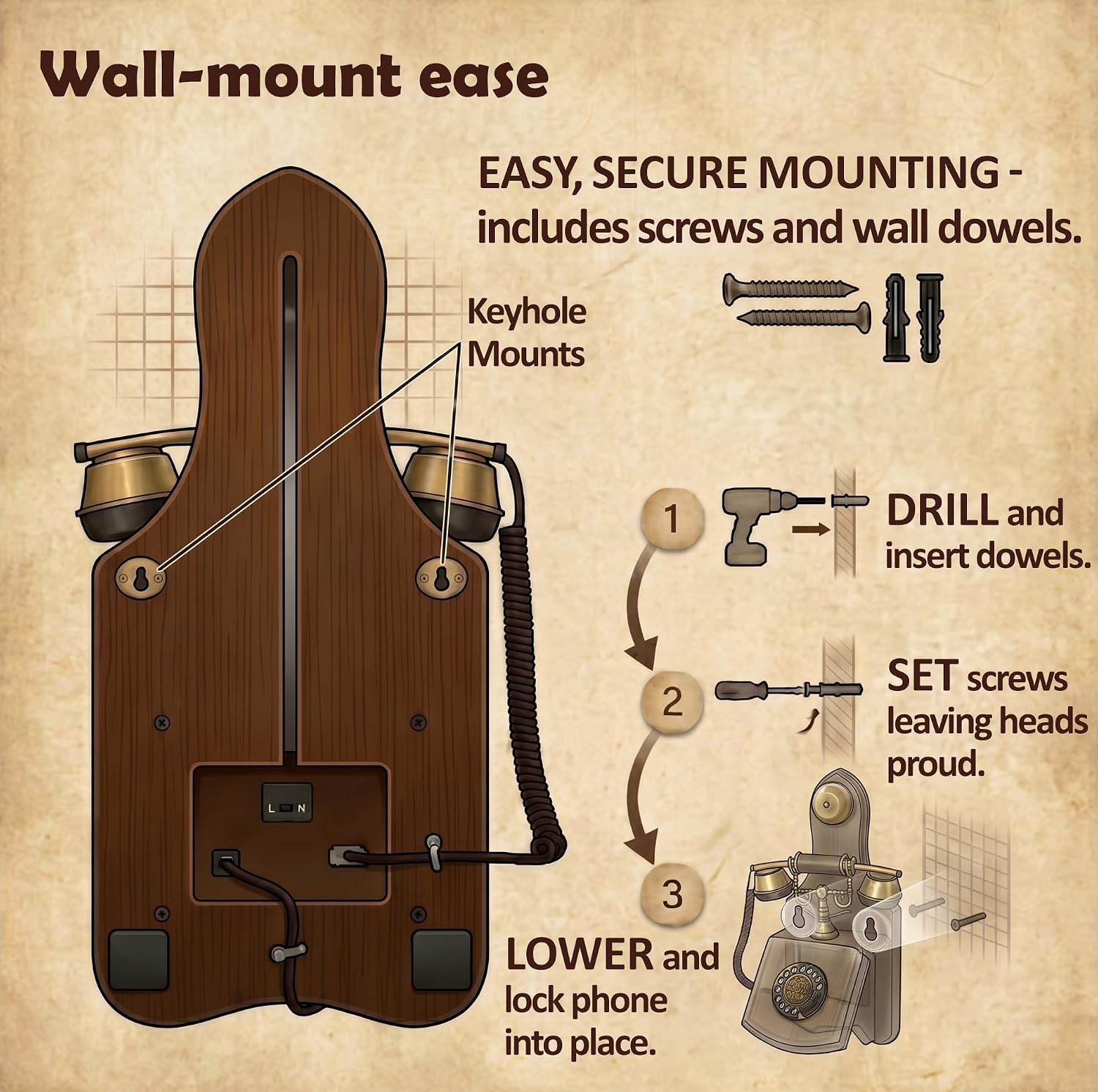 Opis Technology 1921 Cable Model C — A Real-Wood Candlestick Rotary Phone, Fully Working on Modern Home Phone Lines.