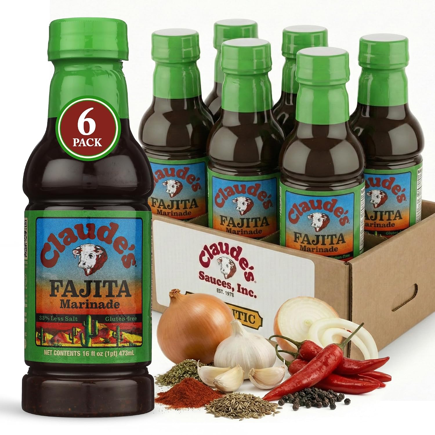 Claude's BBQ Brisket Marinade Sauce, Gluten Free Texas Style, 128 oz | Restaurant-size gallon of smoky Texas tenderizing brisket marinade - all natural & gluten free.