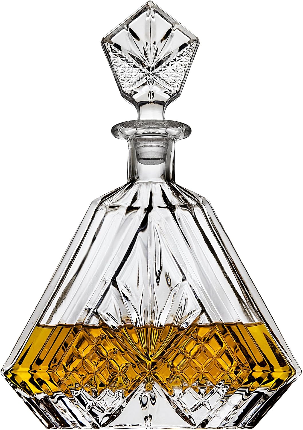 Whiskey Decanter for Liquor Scotch Bourbon or Wine, Irish cut Triangular - 750ml