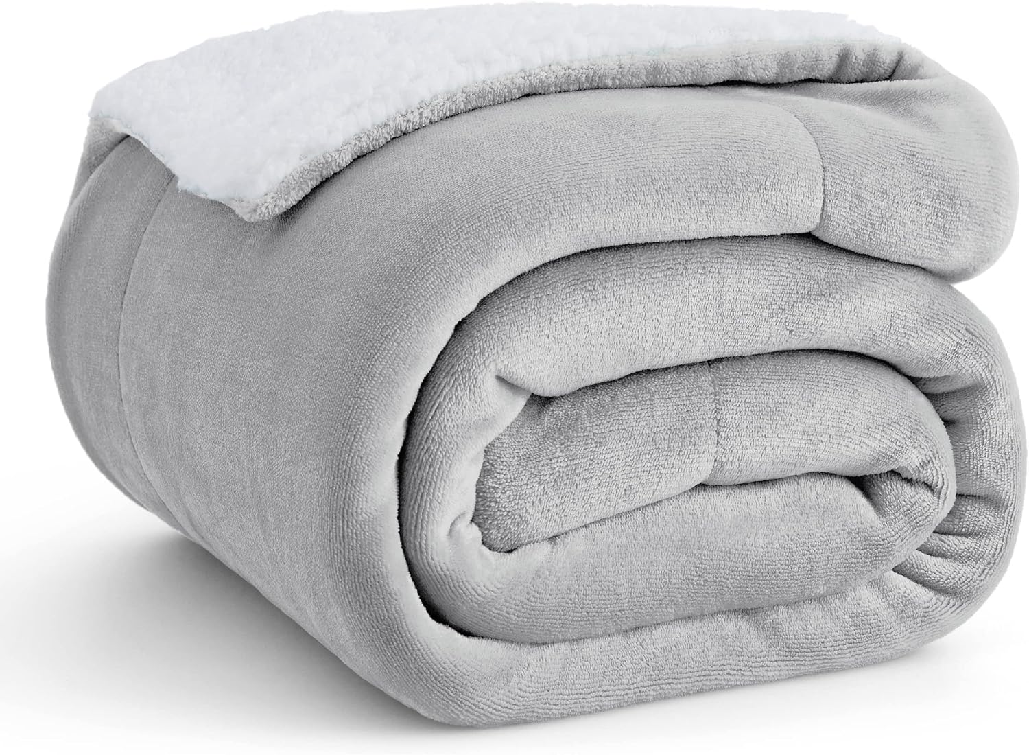 Bedsure GentleSoft Sherpa Fleece Throw Blanket for Couch, Non-Heated, Thick & Warm Cozy Blanket for Winter Fall, Soft Fuzzy Plush Throw Gifts for Women and Men, Grey, 50x60 Inches
