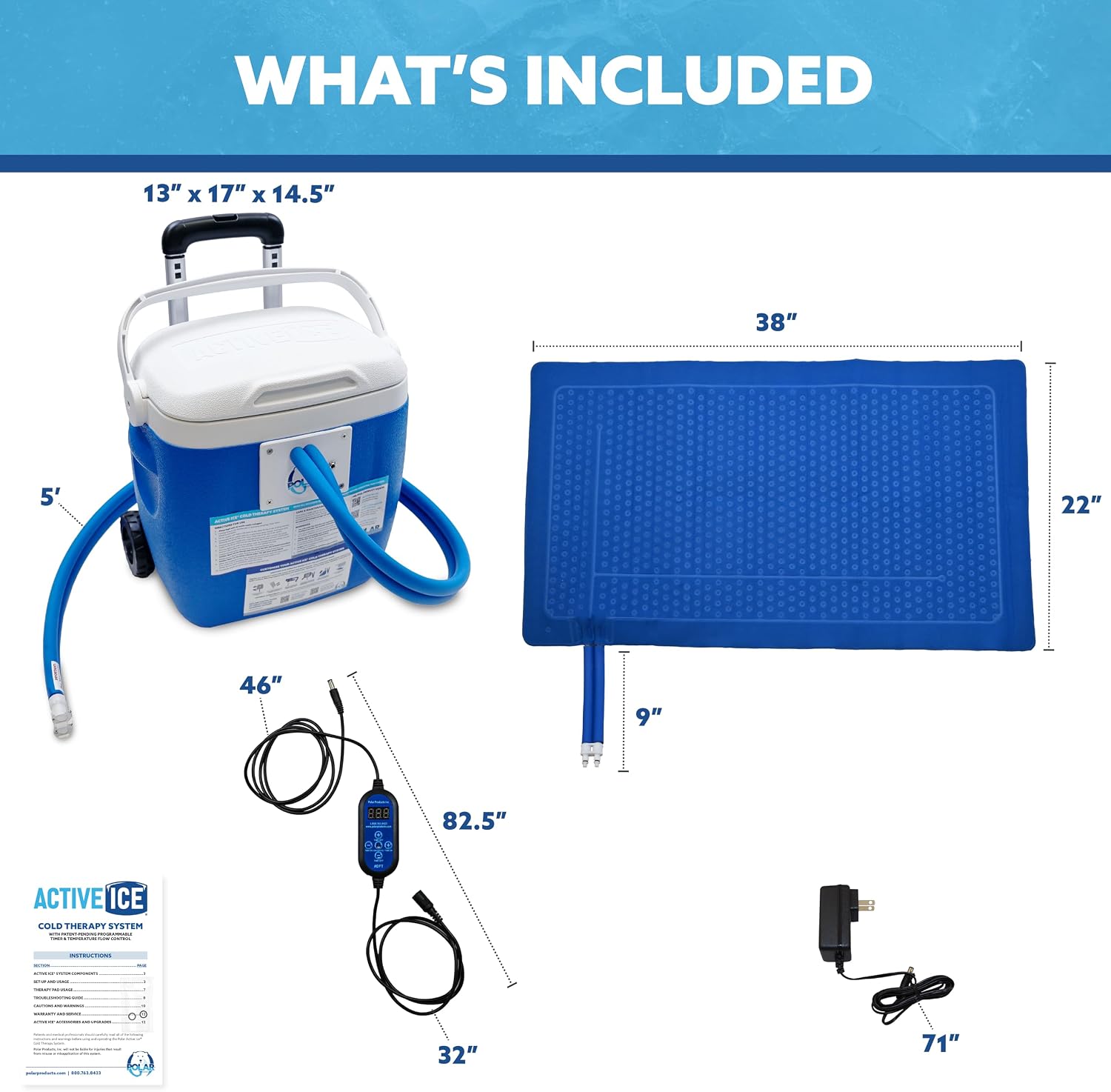 Polar Active Ice 3.0 Cold Therapy Ice Machine System w Programmable Timer, Shoulder Pad & Compression Wrap for Targeted Coverage