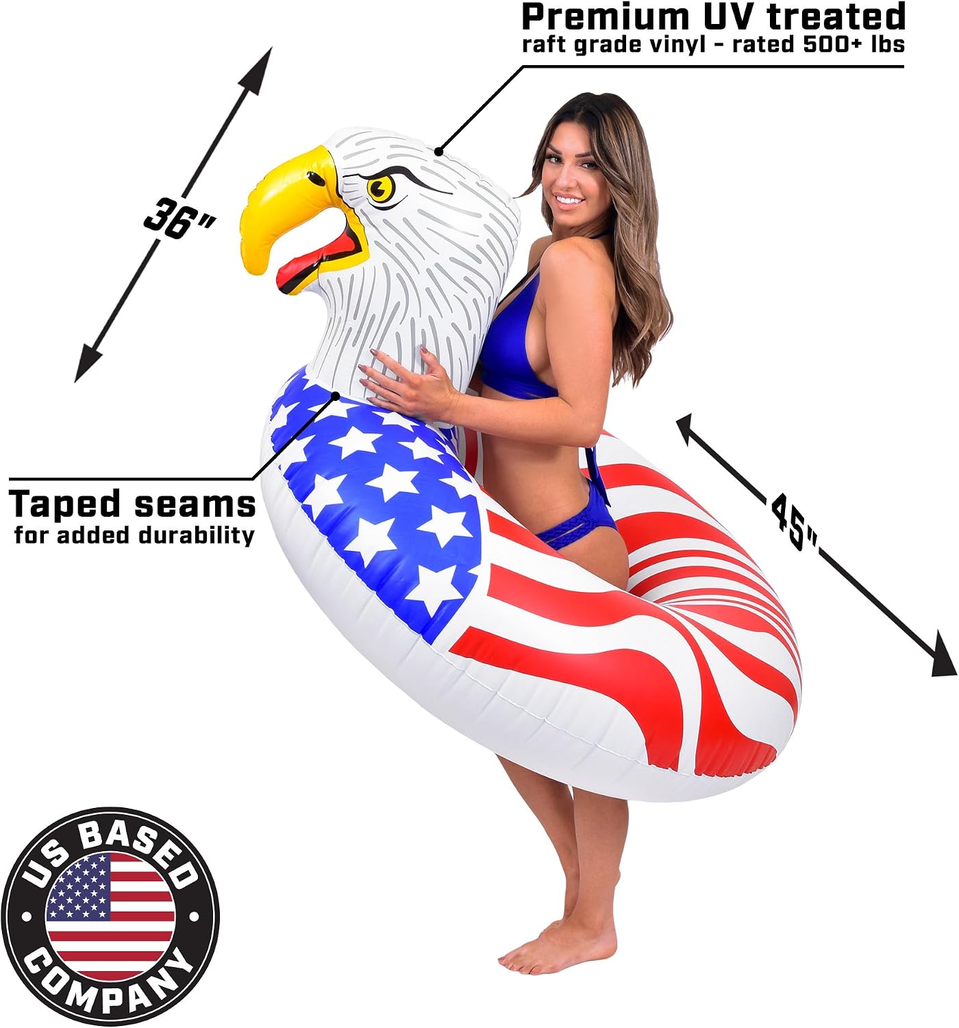 GoFloats American Eagle Party Tube Inflatable Raft, Float In Style (for Adults and Kids)