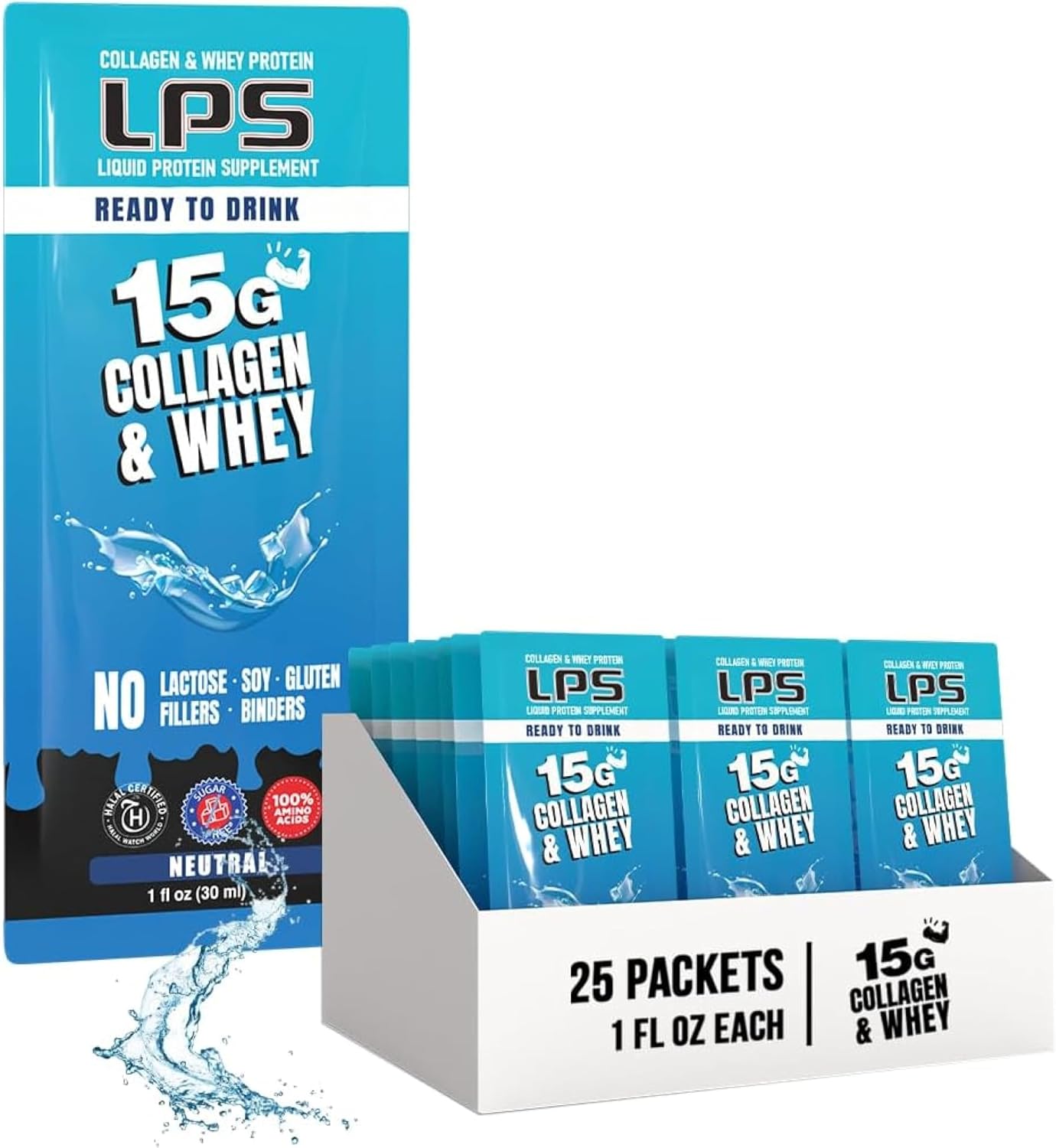 Nutritional Designs LPS Liquid Collagen & Whey Protein Supplement - Non-GMO Drink, Sugar-Free - Promotes Healthy Skin & Hair for Men & Women, Grape