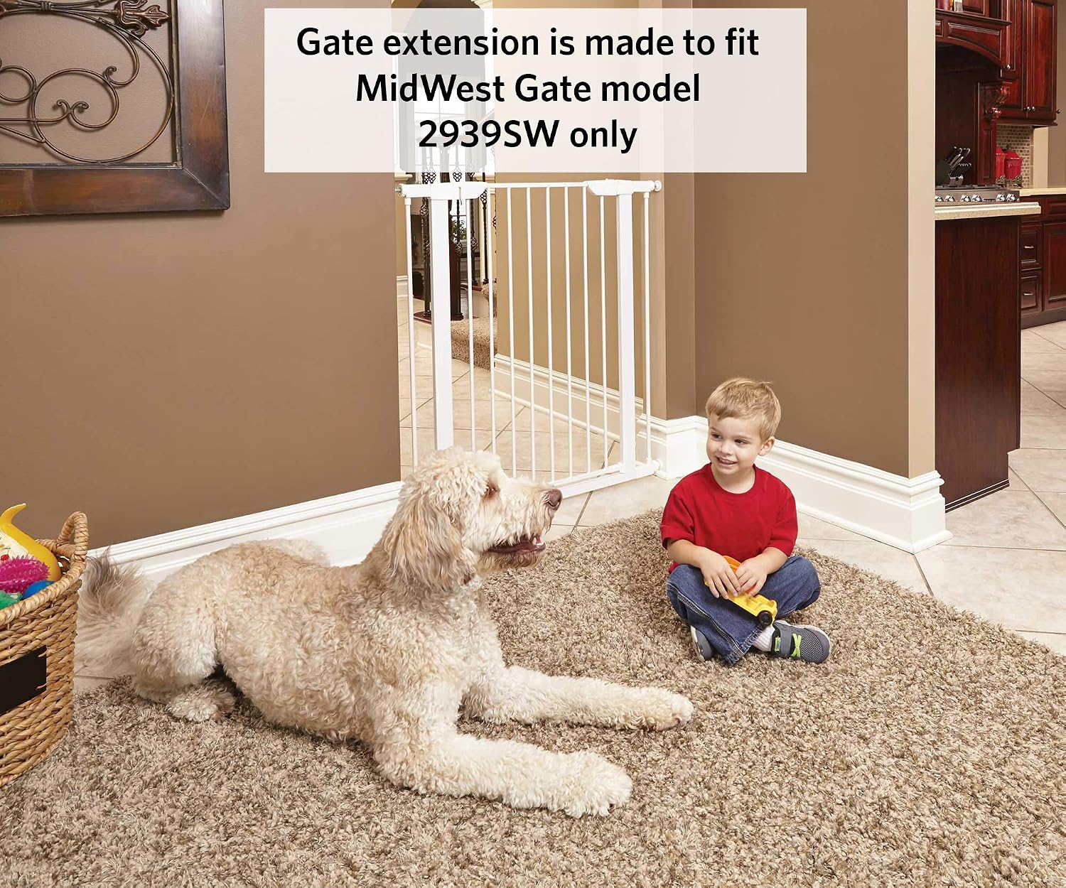 MidWest Homes for Pets Steel Pet Gate Extension; Pet Gate Extension Measures 6' Wide x 39' High in Soft White (Fits MW Model # 2939SW)