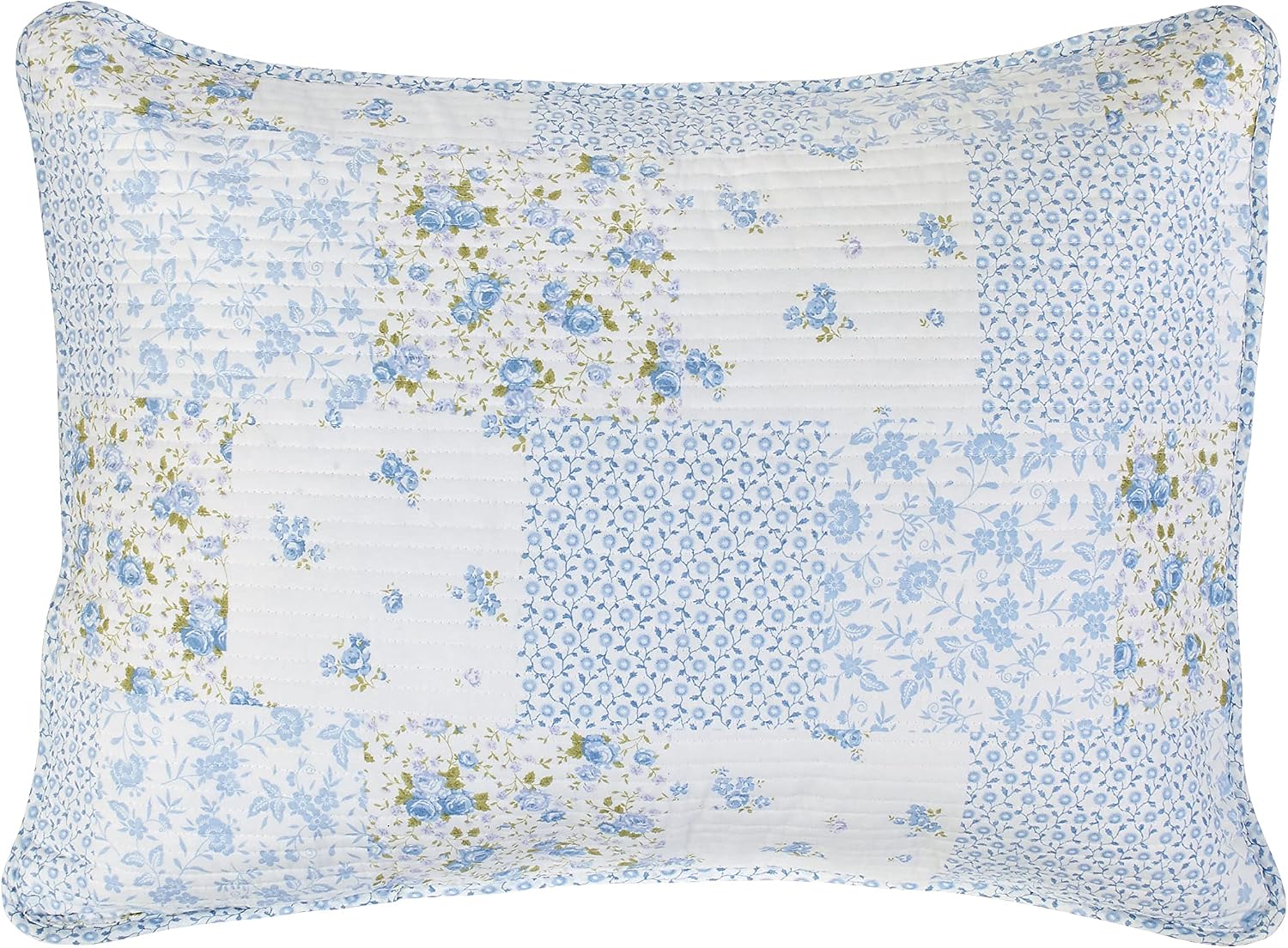 Laura Ashley - Queen Quilt Set, Cotton Reversible Bedding with Matching Shams, Bedroom Decor Ideal for All Seasons (Kenna Blue, Queen)