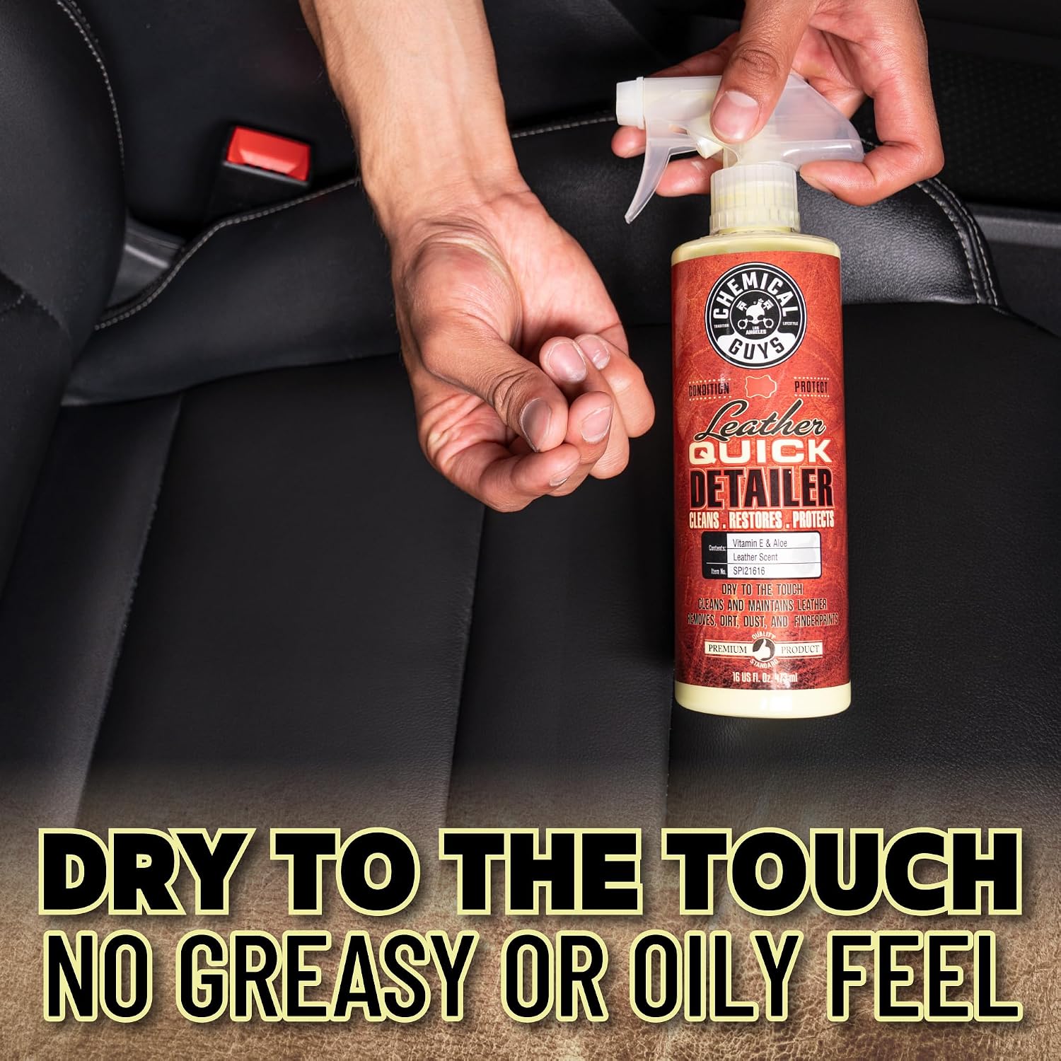 Chemical Guys, Leather Quick Detailer, Cleaner & Conditioner Spray, 16 oz | Quick spray cleans and conditions seats, furniture and apparel, safe on natural, synthetic and faux leather