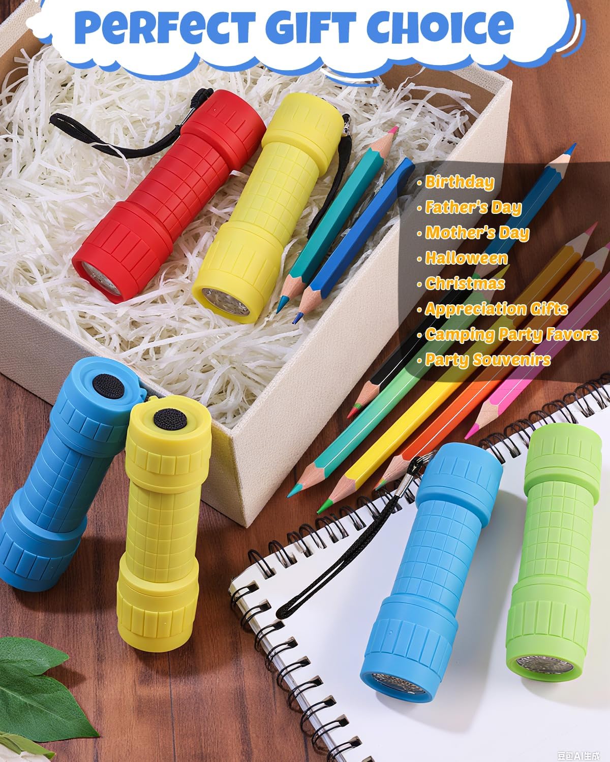 EverBrite 16-Pack Mini LED Flashlights with 48 AAA Batteries Included | 16-Pack small flashlights in 4 colors, including AAA batteries, ready-to-use for Home Emergency, Hiking, Bulk Holiday Gifts