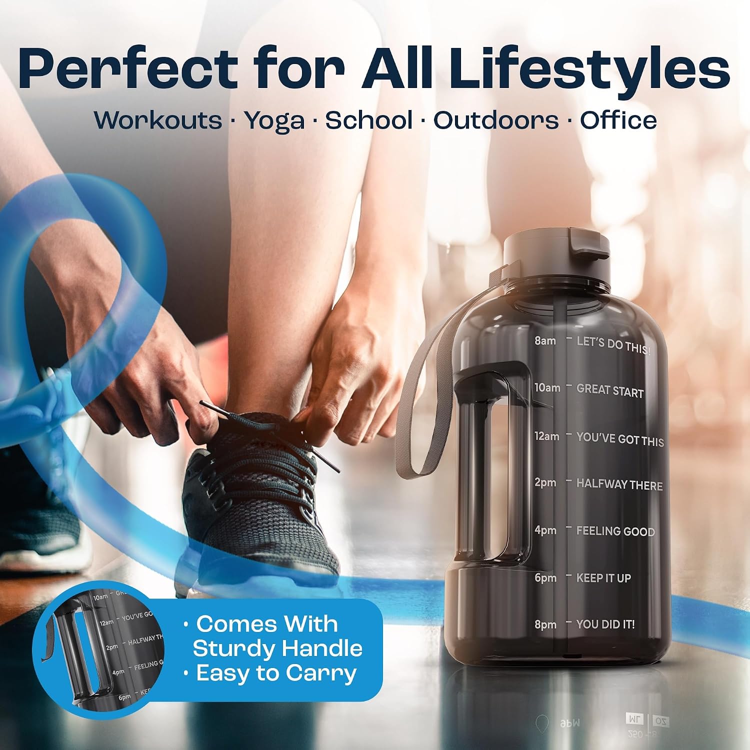 AQUAFIT 1 Gallon Water Bottle with Time Marker