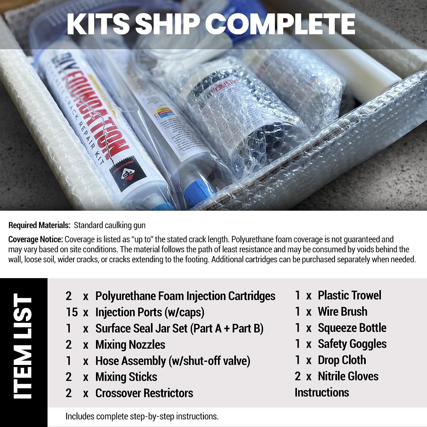 RadonSeal Complete DIY Foundation Crack Repair Kit, Urethane Sealant