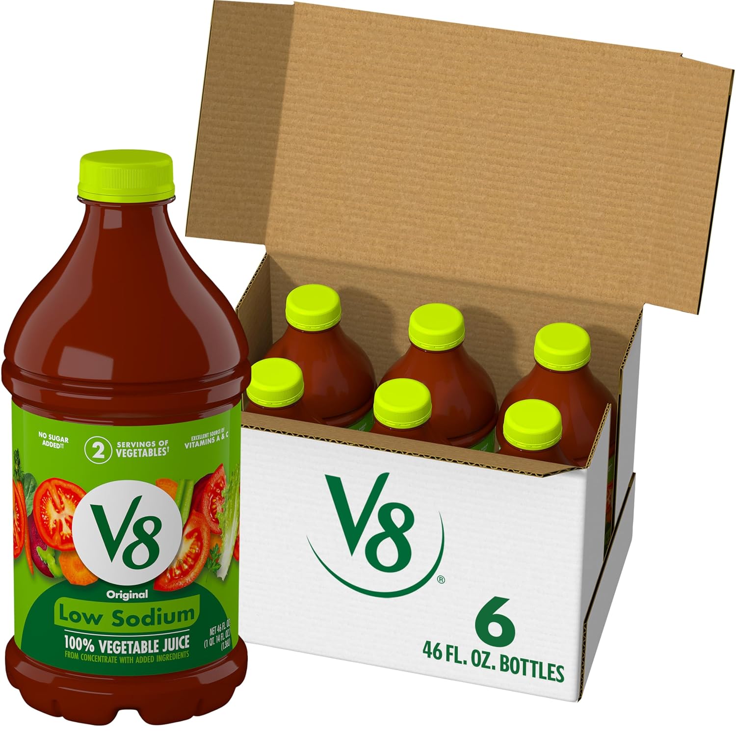V8 Original 100% Vegetable Juice, 12 fl oz Bottle (12 Pack)