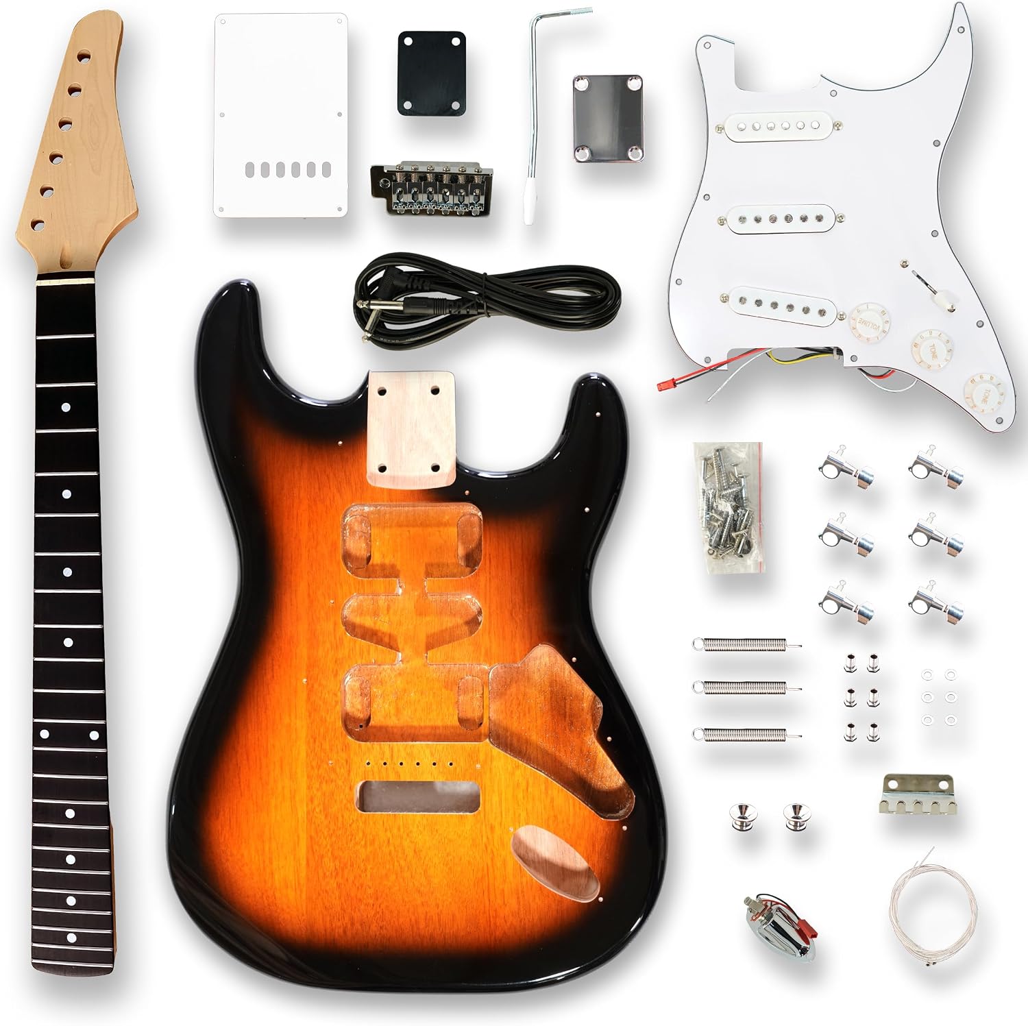DIY Electric Guitar Kits, okoume Body maple neck & composite ebony fingerboard