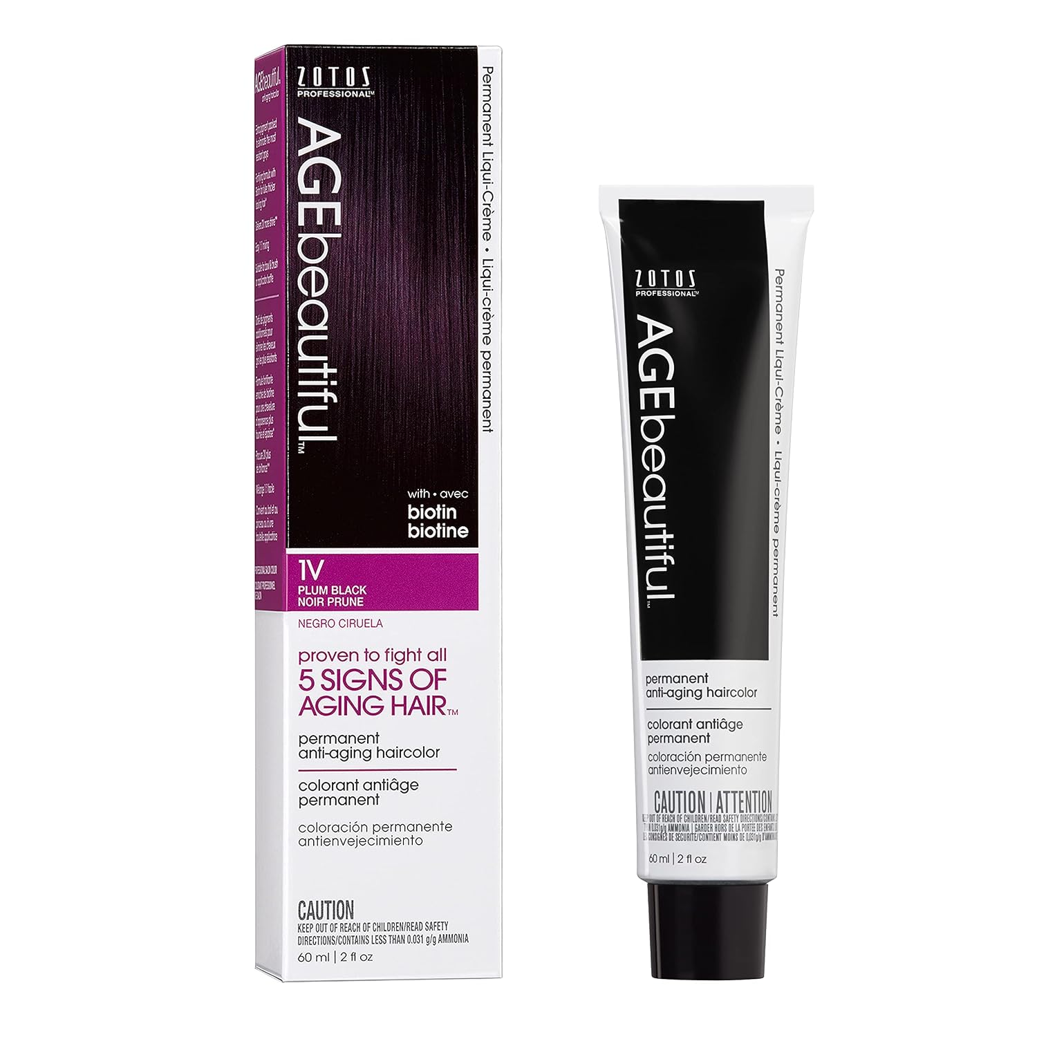 AGE beautiful Permanent Hair Color Cream, 100% Gray Coverage Hair Dye with Biotin Anti-Aging Formula for Fuller, Thicker Hair, Professional Salon Quality