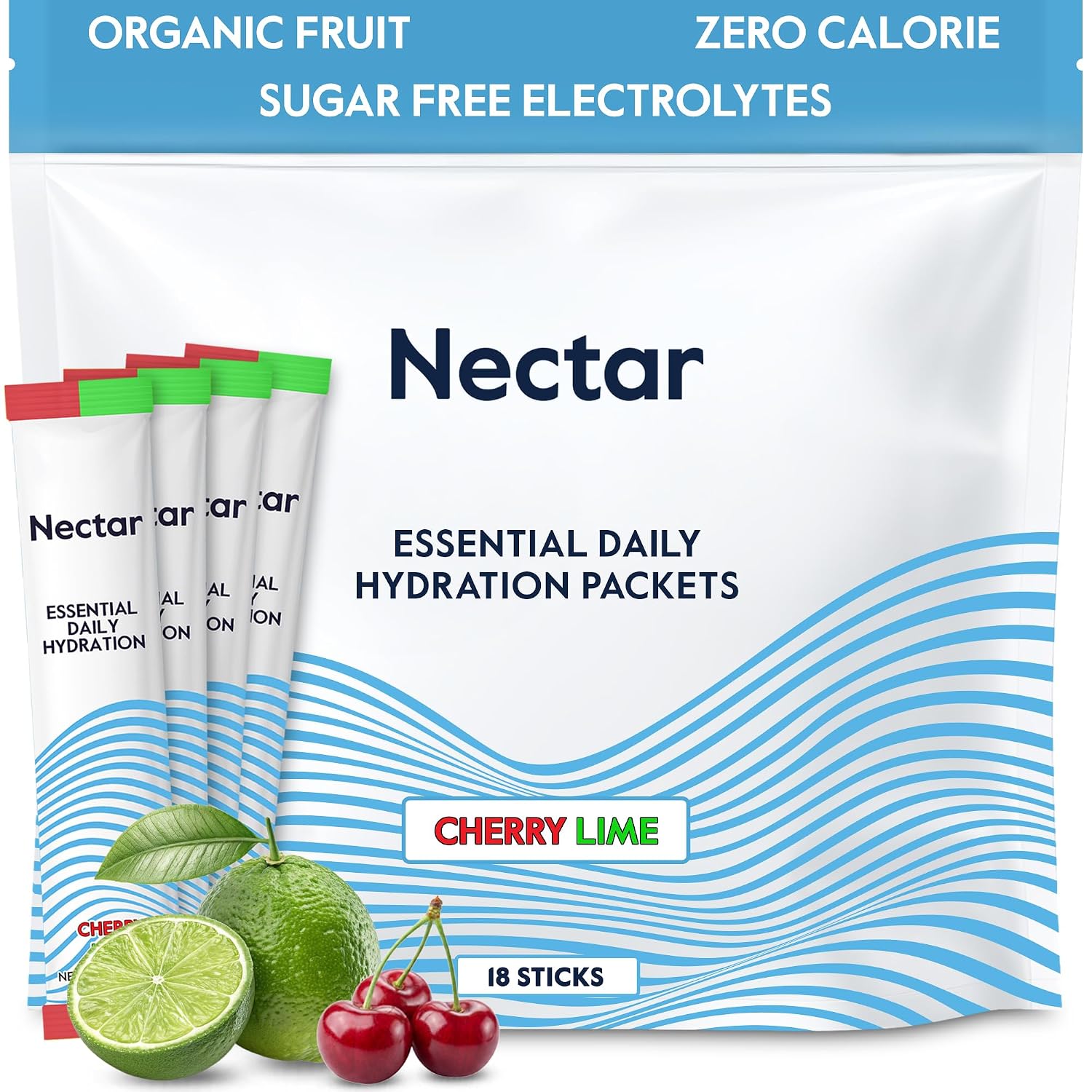 Nectar Hydration Packets - Electrolytes Powder Packets - No Sugar or Calories - Organic Fruit Liquid Daily IV Electrolytes Powder for Dehydration