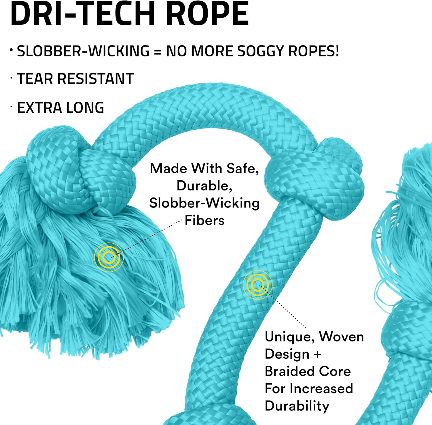 Playology Tug Rope Dog Toys for Large Breed Dogs - Jumbo, Beef Scent