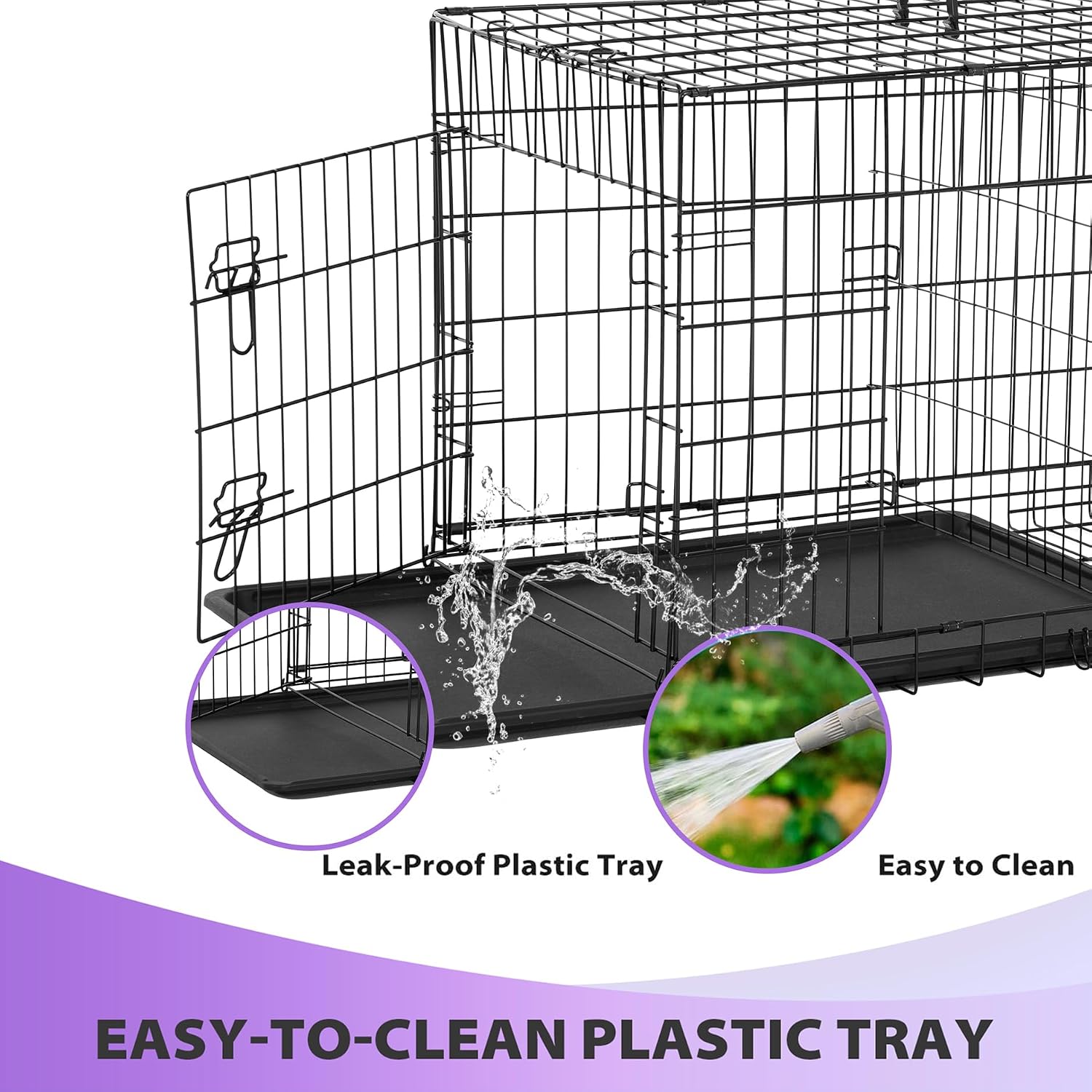 BestPet | Dog Crate | 48" | Black | Foldable Metal Kennel with Double Doors