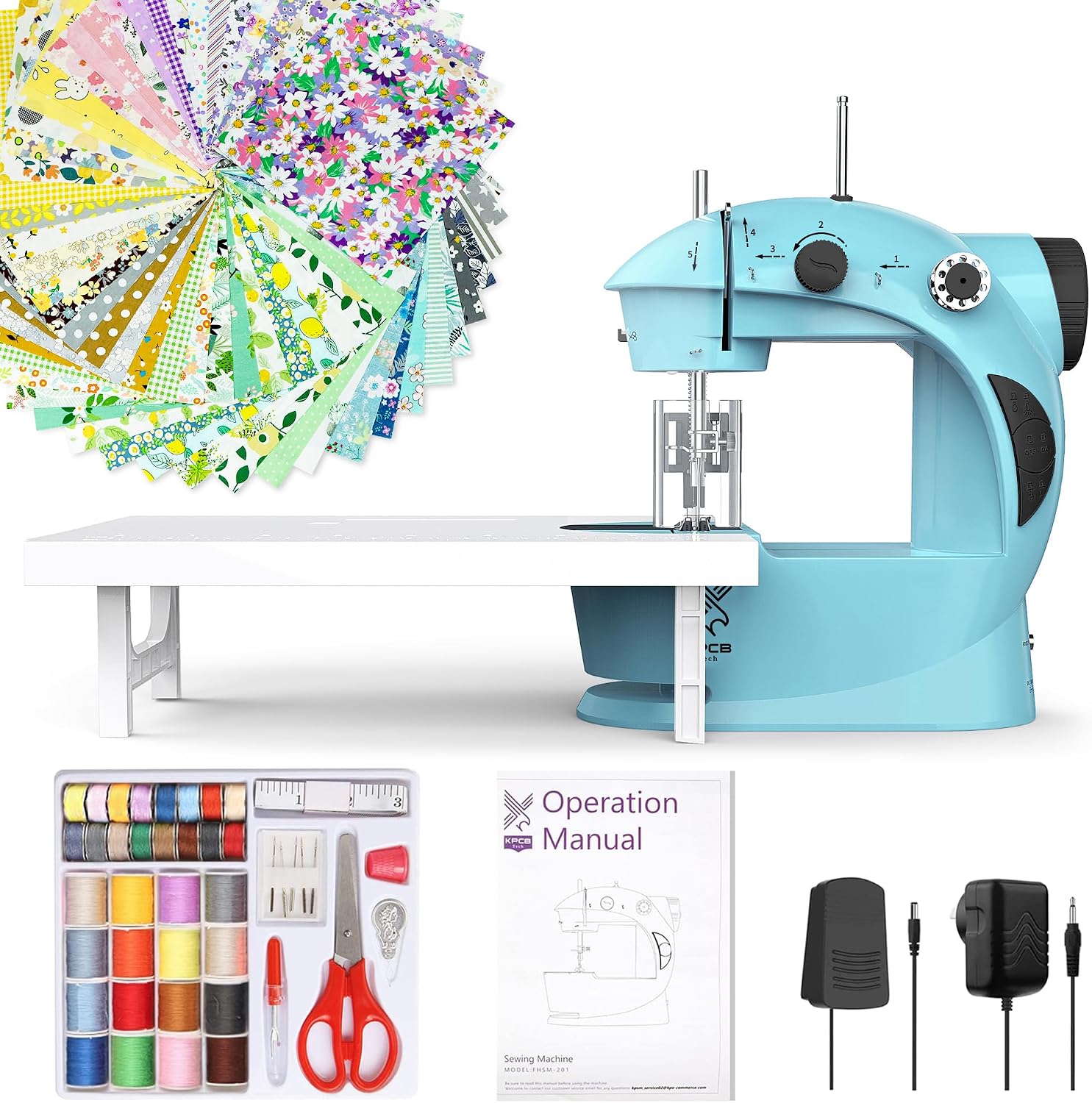 Sewing Machine for Beginners with Fabrics&Finger Guard, Mini Size