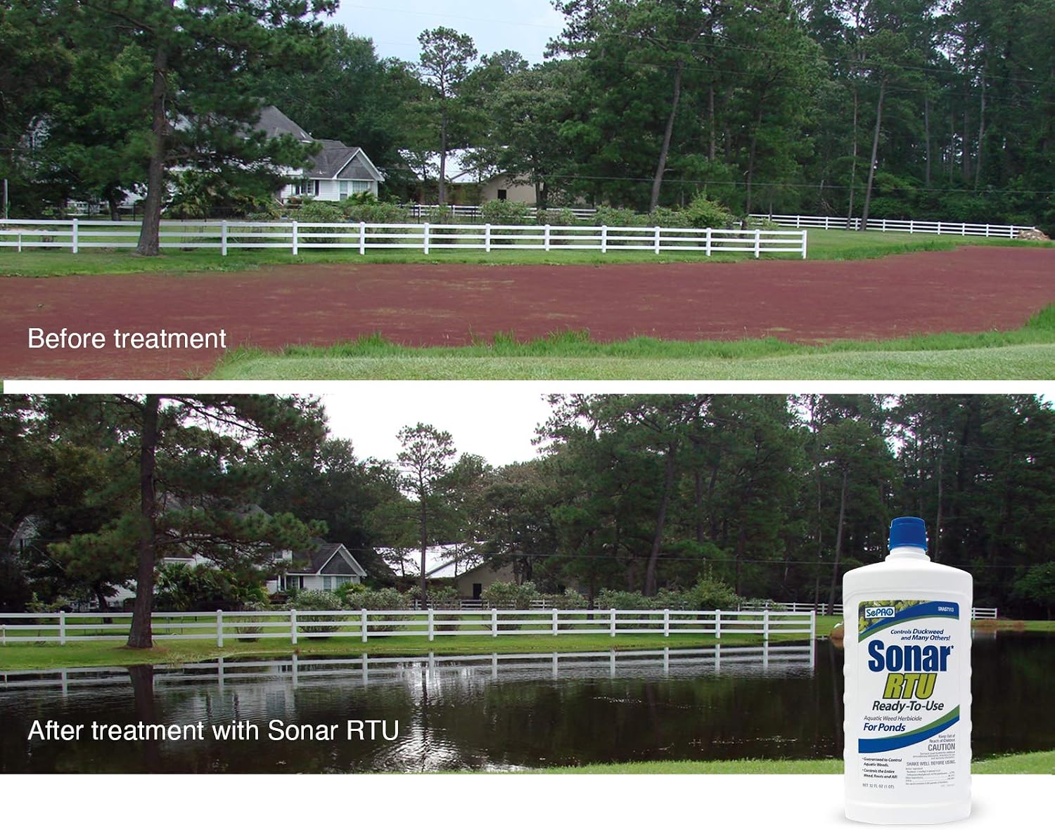Season-Long Pond Protection Plan – Enhances Visual Appearance, Lasting Weed Control & Growth Prevention (Aquashade Plus + Sonar RTU)